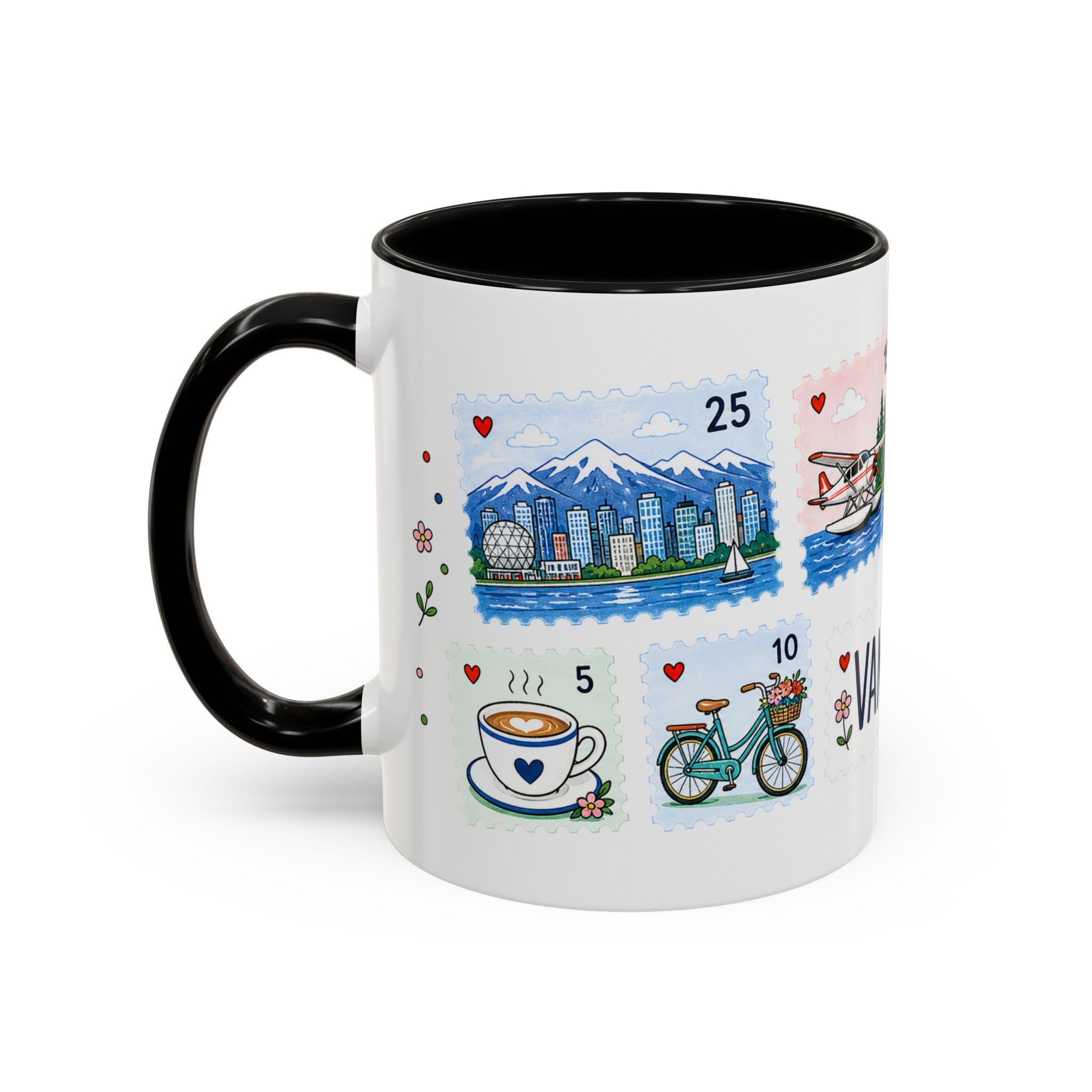 Vancouver Coffee Mug | Postage Stamp Collage Mug | Travel Souvenir Accent Cup 11oz 15oz
