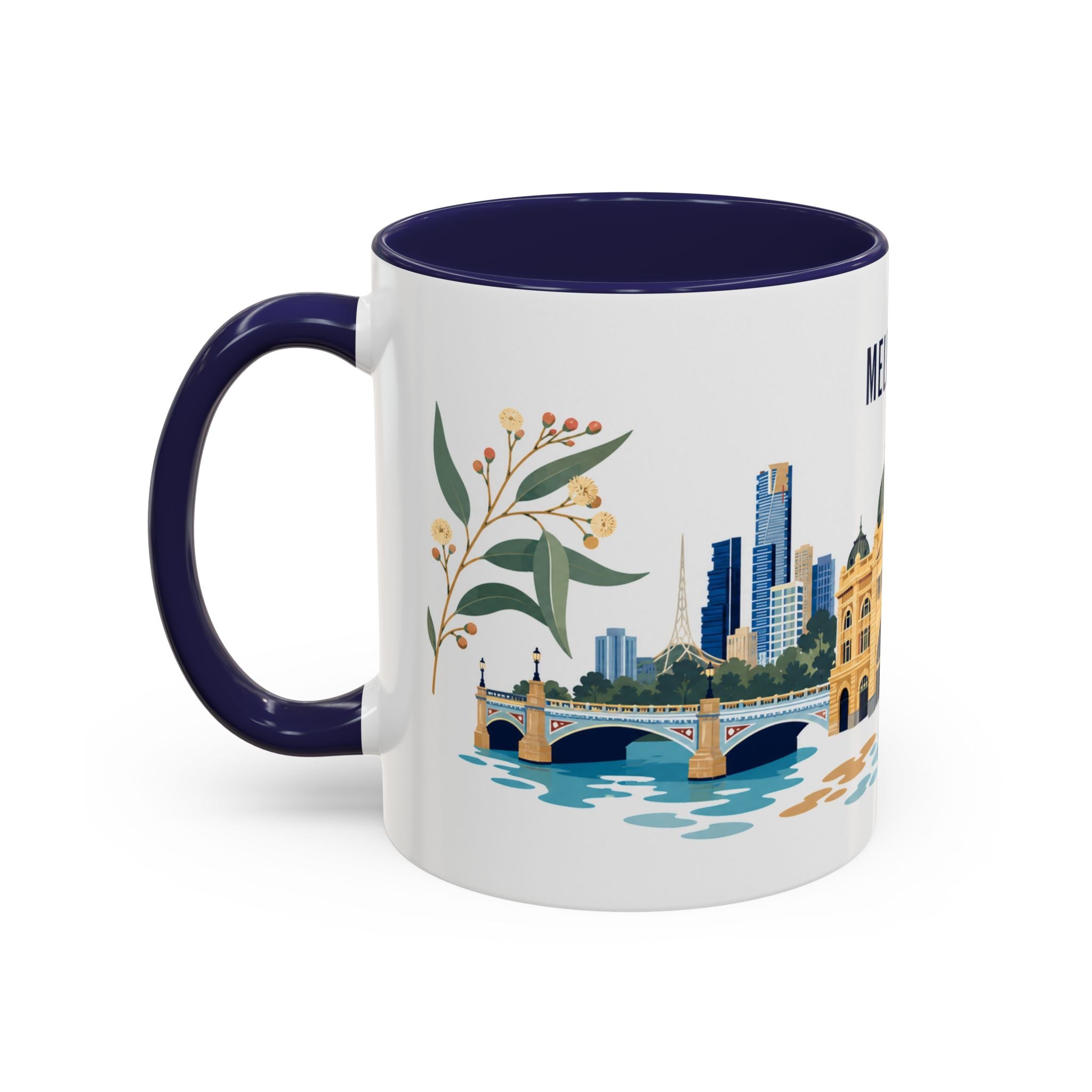 Melbourne Coffee Mug | Australia Travel Souvenir | Porcelain Decal City Gift | 11oz 15oz Accent Mug