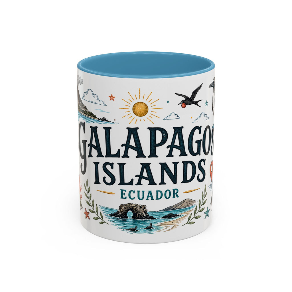 Galapagos Islands Coffee Mug | Travel Destination Souvenir Gift | Accent Color Ceramic 11oz 15oz