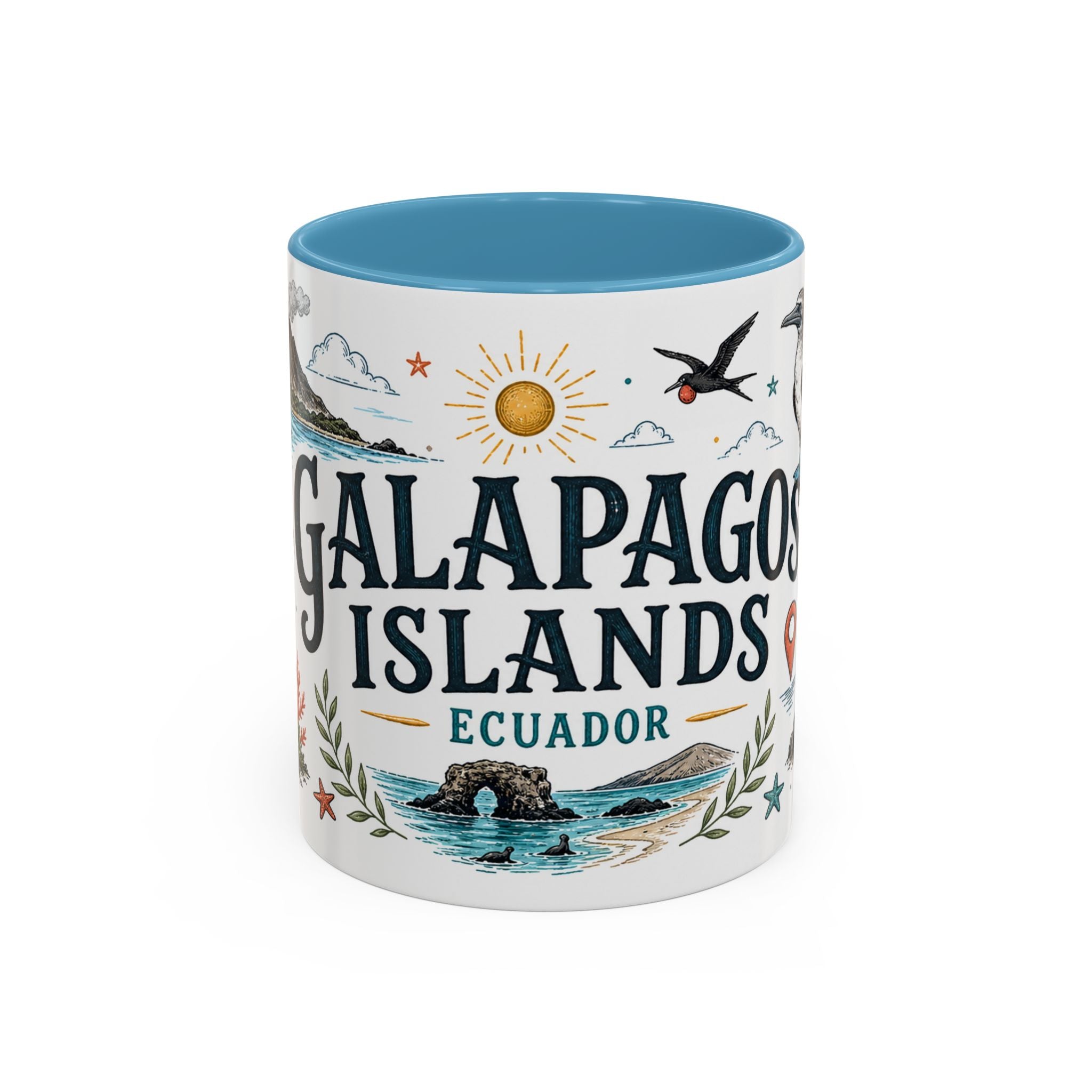 Galapagos Islands Coffee Mug | Travel Destination Souvenir Gift | Accent Color Ceramic 11oz 15oz