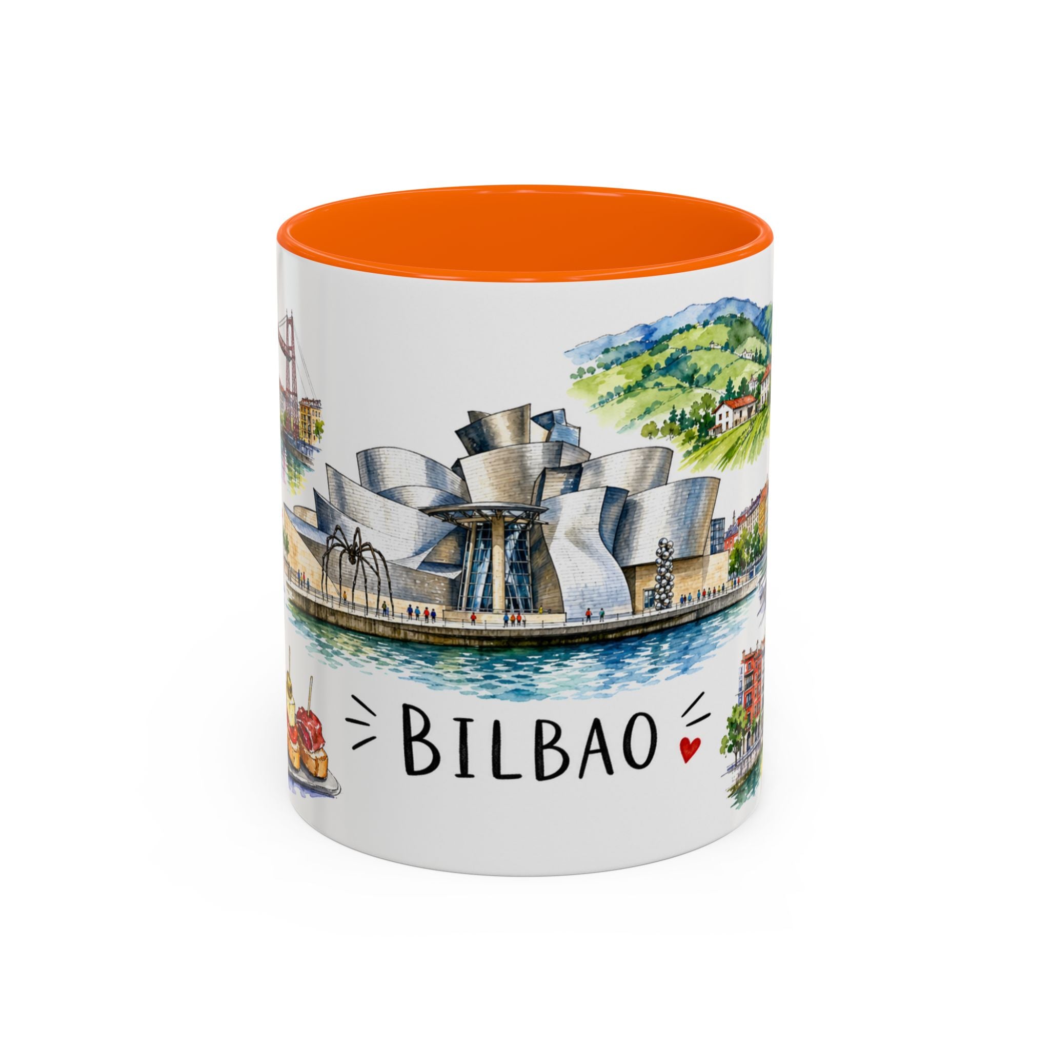 Bilbao Illustrated Travel Mug | City Souvenir Accent Coffee Mug | 11oz 15oz Ceramic Cup
