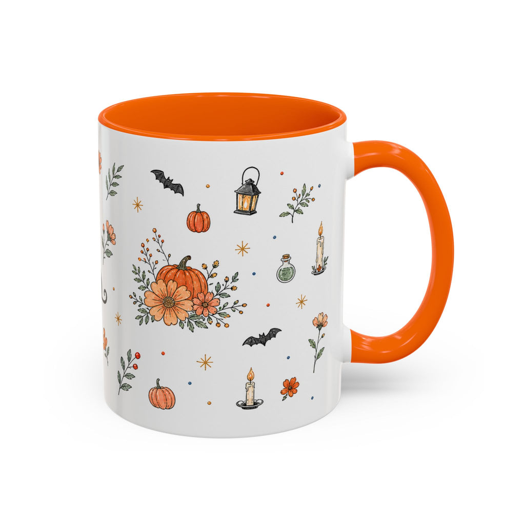 Black Cat Halloween Mug | Pumpkin Moon Watercolor Gift | Spooky Accent Cup 11oz 15oz