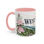West Virginia State Map Mug | Appalachian Bridge, Rhododendron Accent Coffee Cup