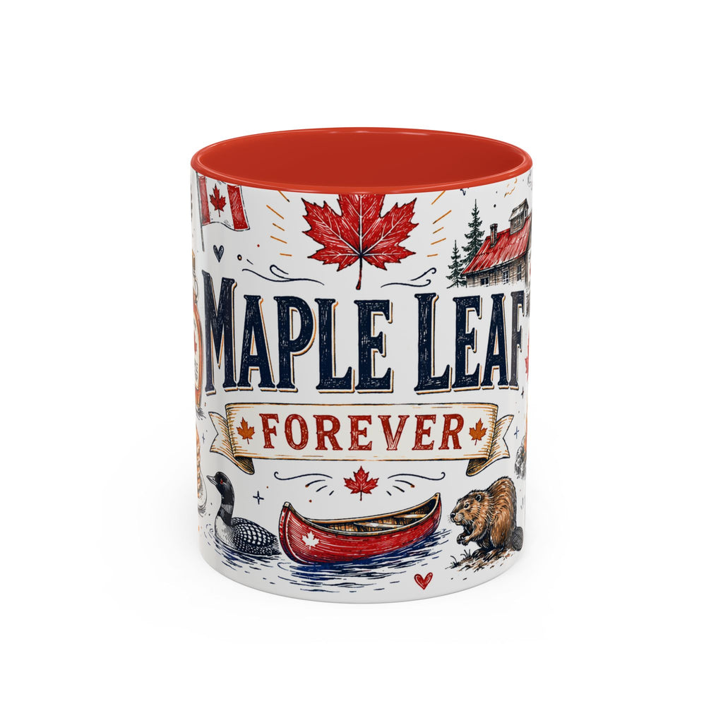 Maple Leaf Forever Coffee Mug | Canadian Pride Gift | Accent Color Ceramic 11oz 15oz