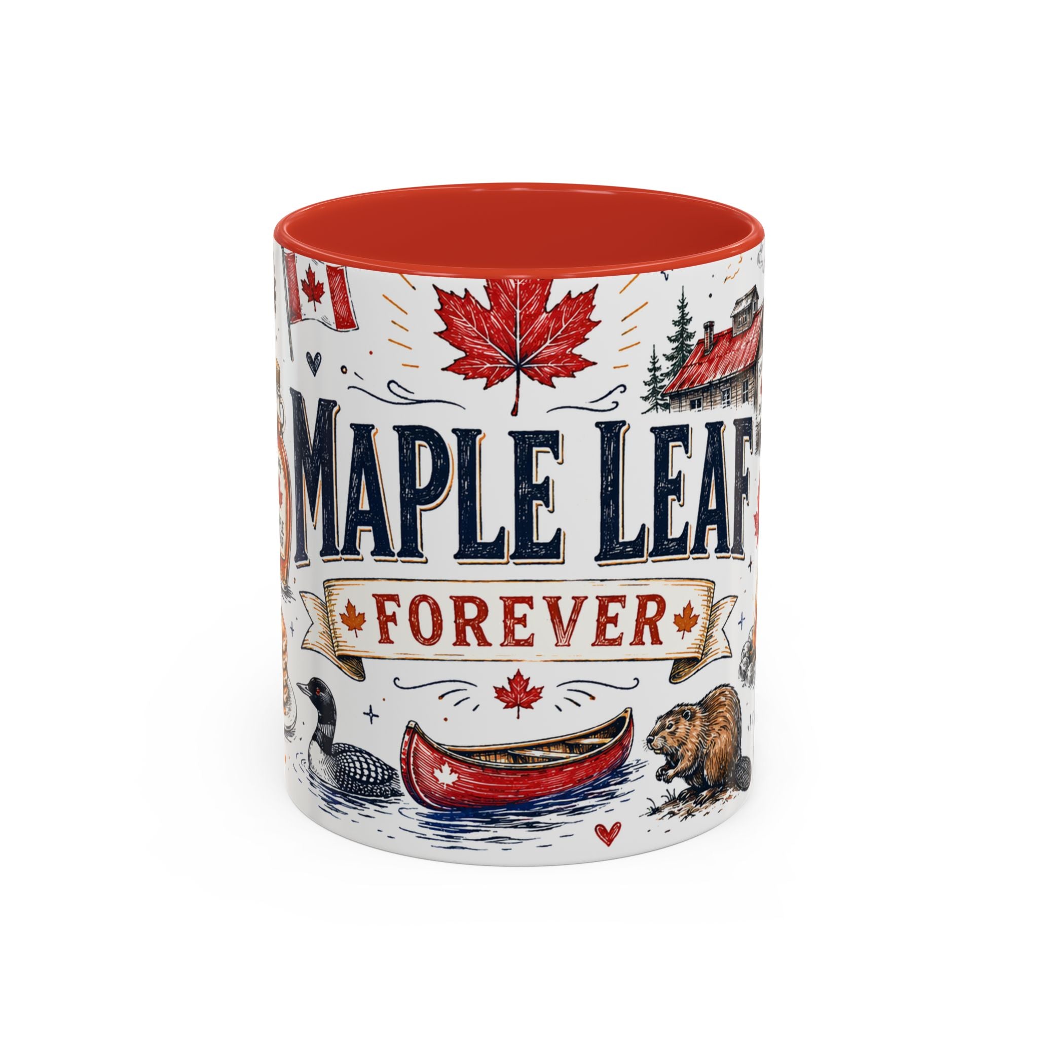 Maple Leaf Forever Coffee Mug | Canadian Pride Gift | Accent Color Ceramic 11oz 15oz