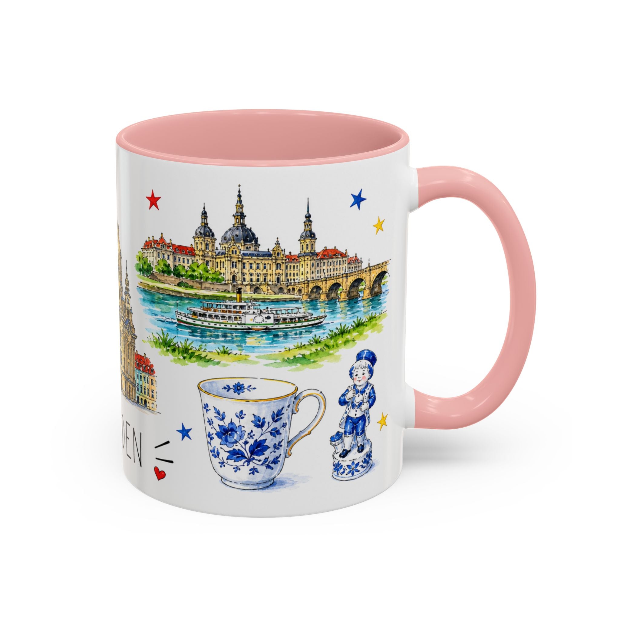 Dresden Illustrated Travel Mug | City Souvenir Accent Coffee Mug | 11oz 15oz Ceramic Cup