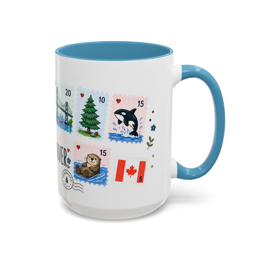 Vancouver Coffee Mug | Postage Stamp Collage Mug | Travel Souvenir Accent Cup 11oz 15oz