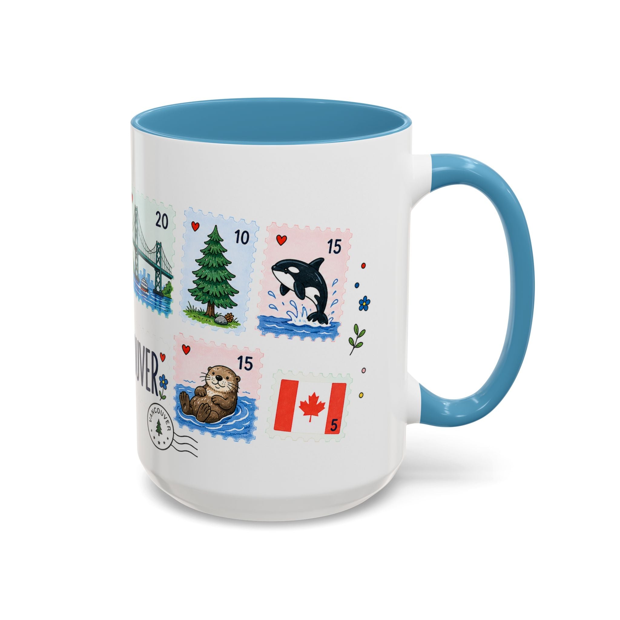 Vancouver Coffee Mug | Postage Stamp Collage Mug | Travel Souvenir Accent Cup 11oz 15oz