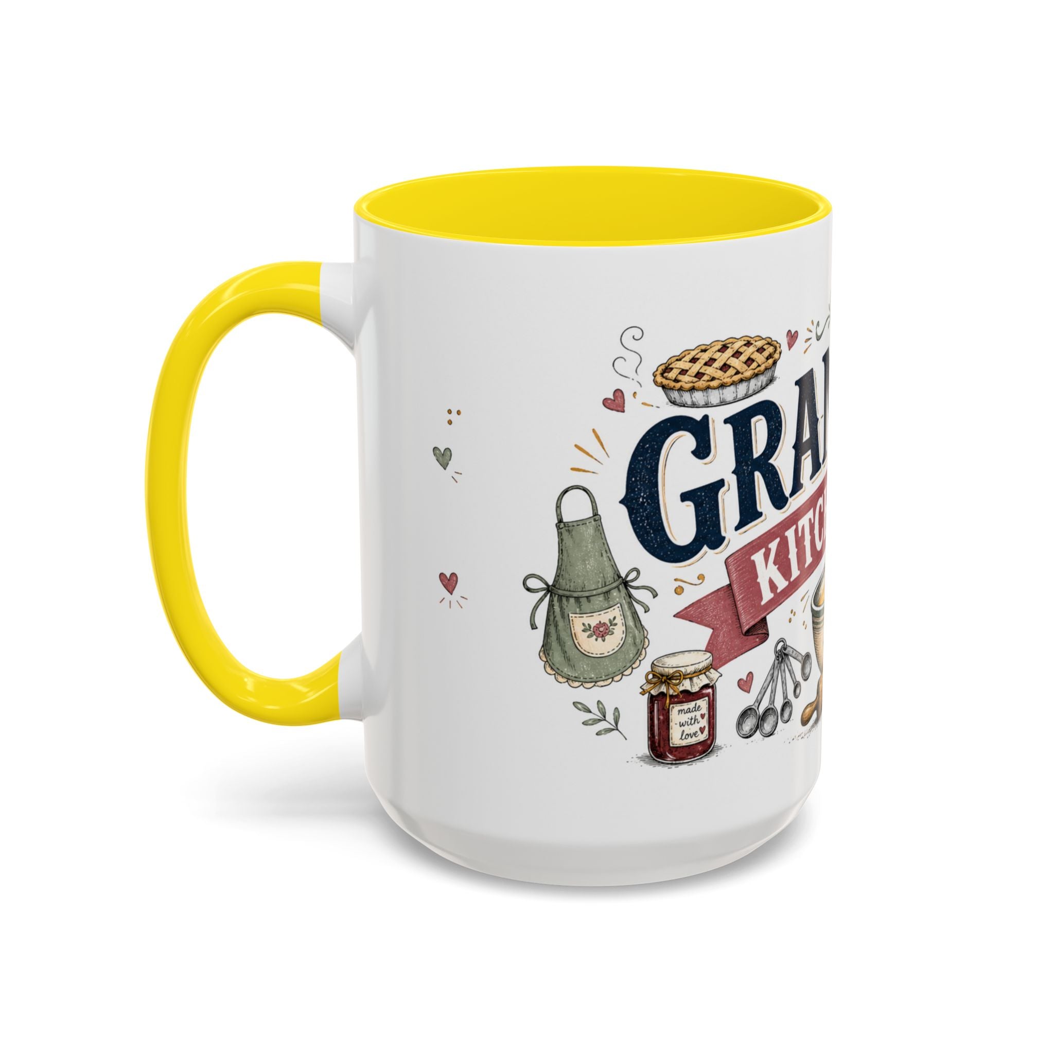 Grandma's Kitchen Hugs Coffee Mug | Gift From Grandkids | Accent Color Ceramic 11oz 15oz