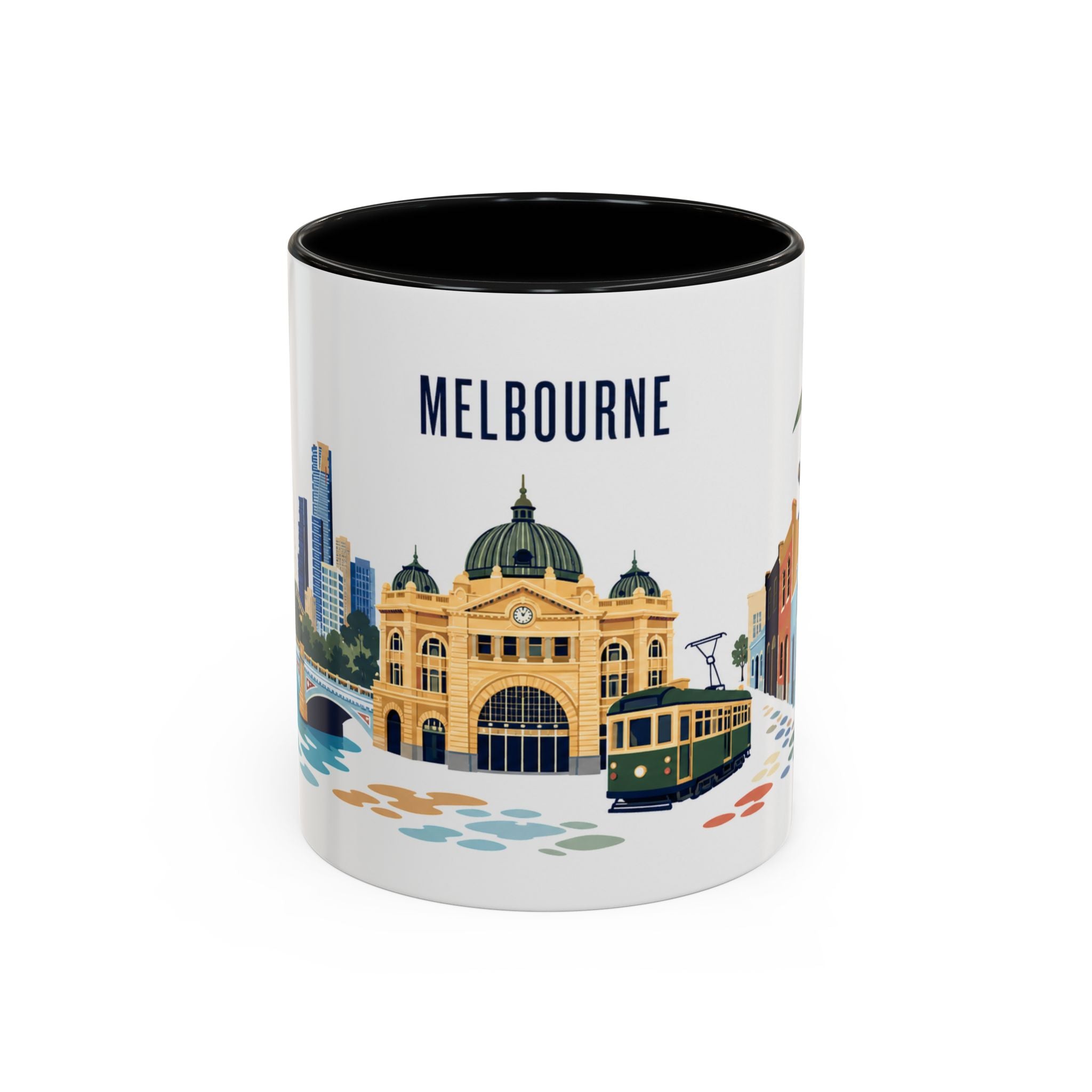 Melbourne Coffee Mug | Australia Travel Souvenir | Porcelain Decal City Gift | 11oz 15oz Accent Mug