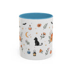 Black Cat Halloween Mug | Pumpkin Moon Watercolor Gift | Spooky Accent Cup 11oz 15oz