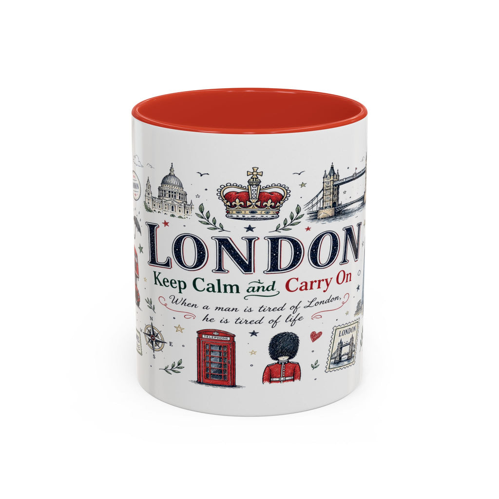 London Coffee Mug | England Souvenir Travel Gift | Accent Color Ceramic 11oz 15oz