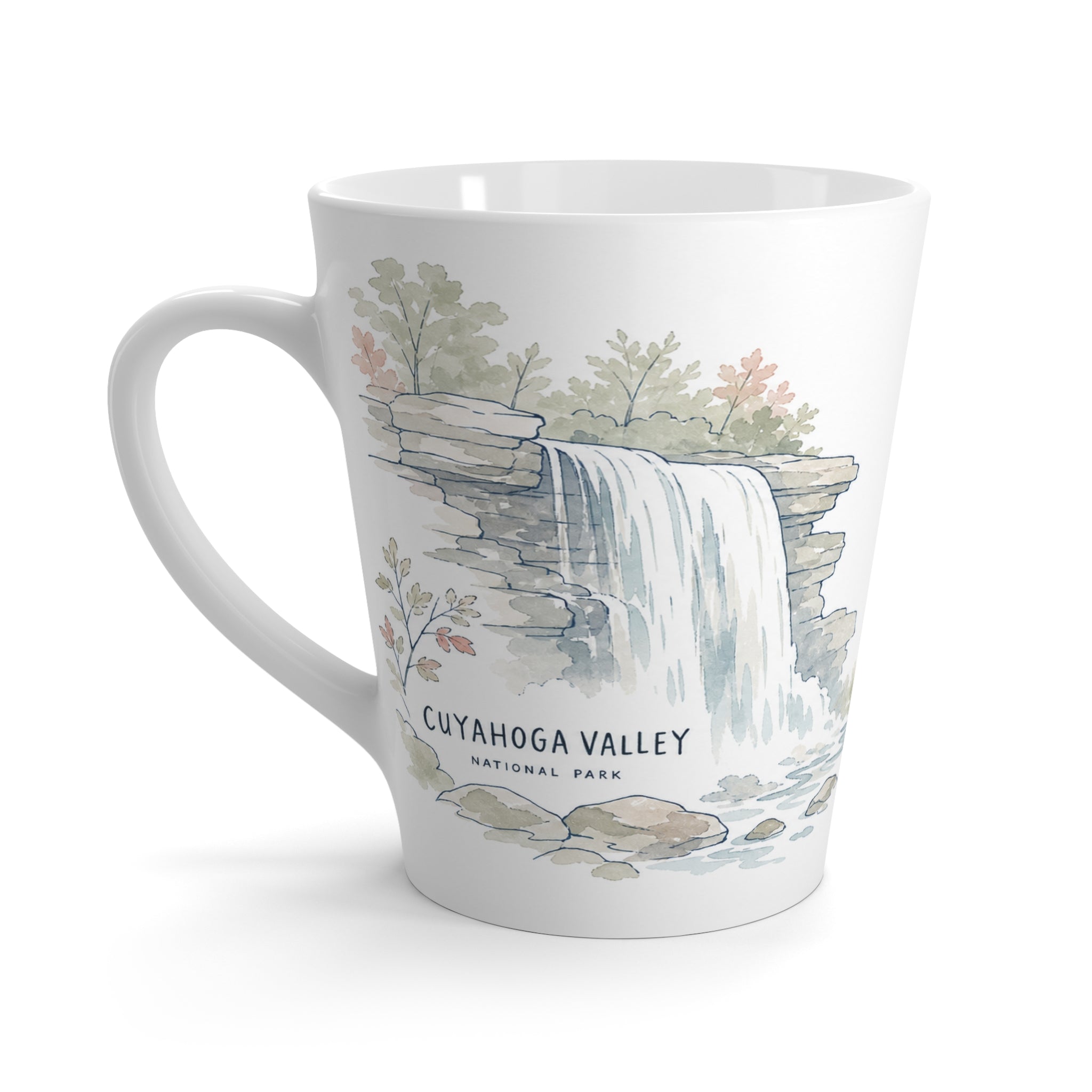 Cuyahoga Valley National Park Latte Mug | Pastel Watercolor Nature Coffee Cup | 12 oz Travel Souvenir Gift