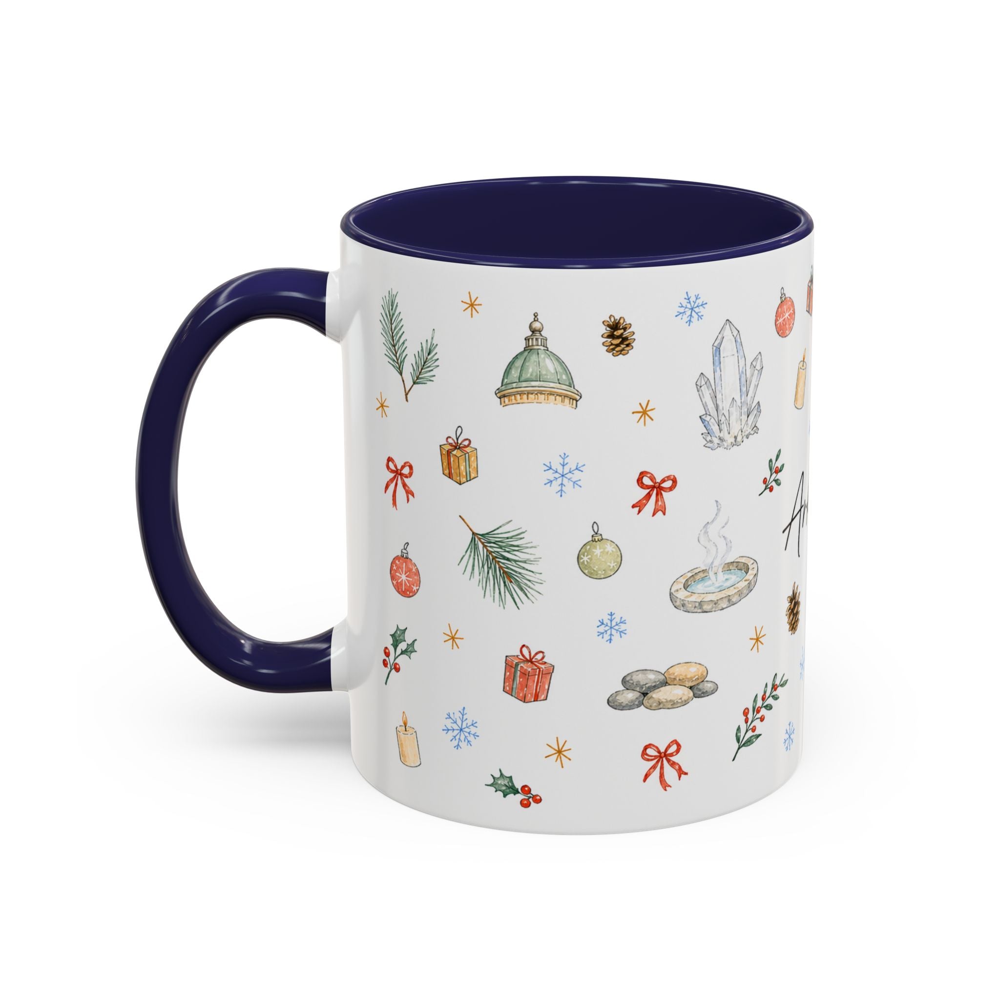 Arkansas Christmas Mug | Watercolor Travel Souvenir | Holiday Gift | Accent Ceramic Coffee Cup 11oz 15oz