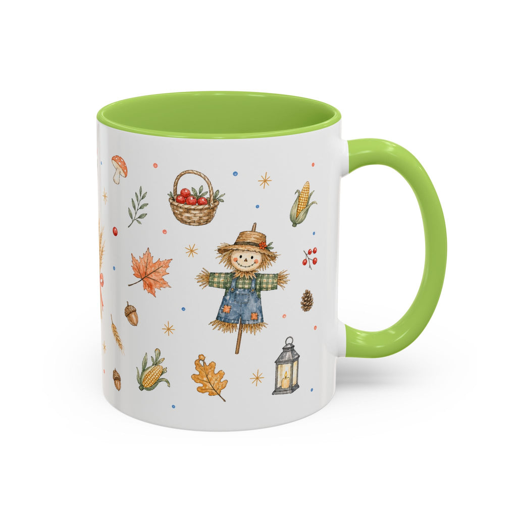 Thanksgiving Mug | Country Harvest Watercolor Gift | Pumpkin Scarecrow Accent Cup 11oz 15oz