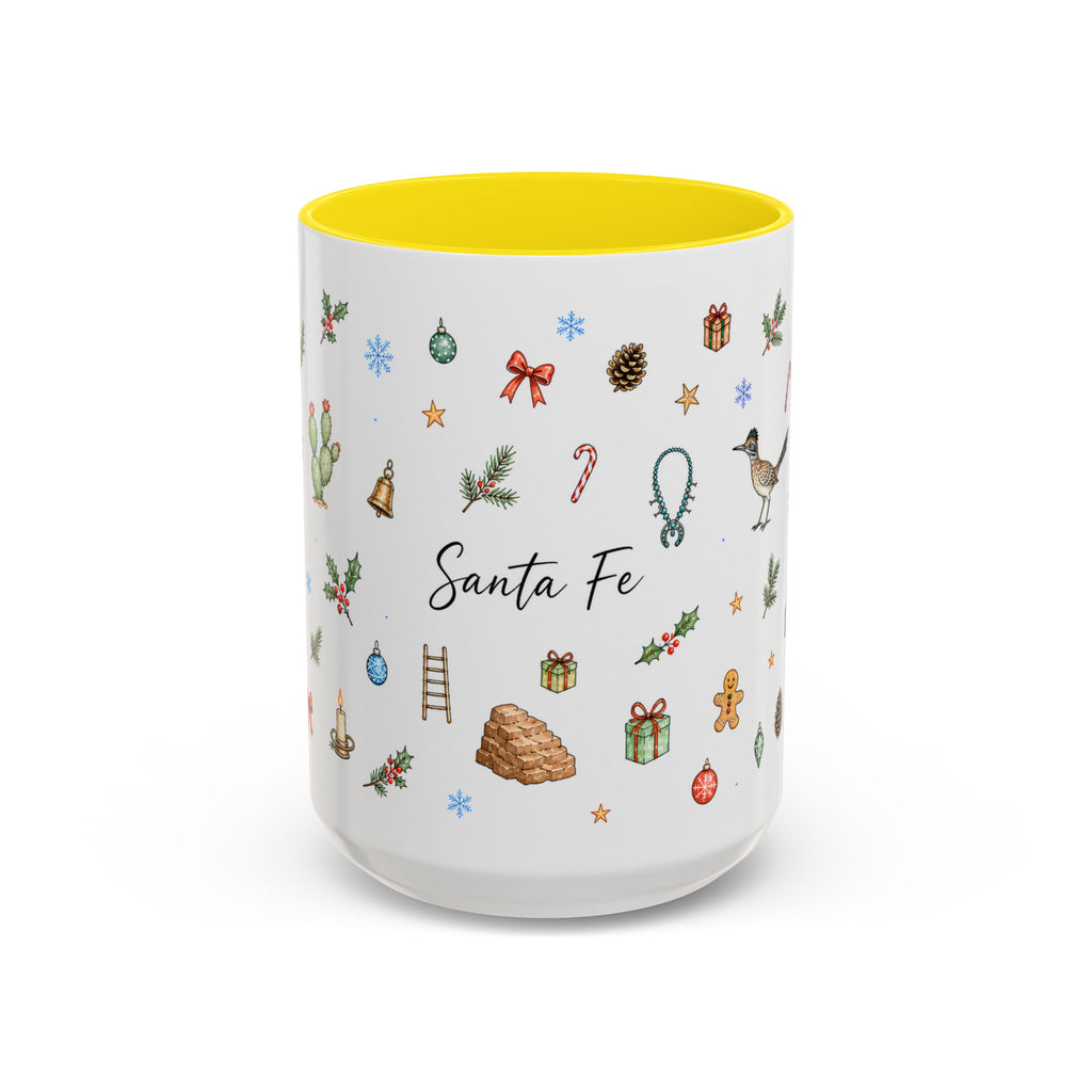 Santa Fe Christmas Mug | Watercolor City Souvenir | Ceramic Coffee Cup (11oz 15oz)