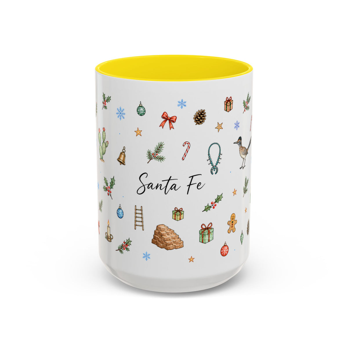 Santa Fe Christmas Mug | Watercolor City Souvenir | Ceramic Coffee Cup (11oz 15oz)