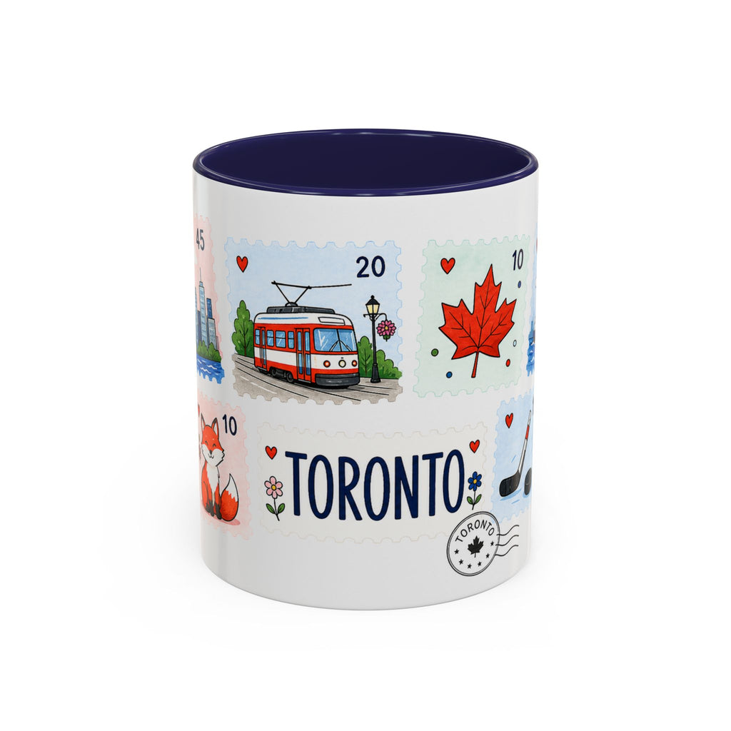 Toronto Coffee Mug | Postage Stamp Collage Mug | Travel Souvenir Accent Cup 11oz 15oz