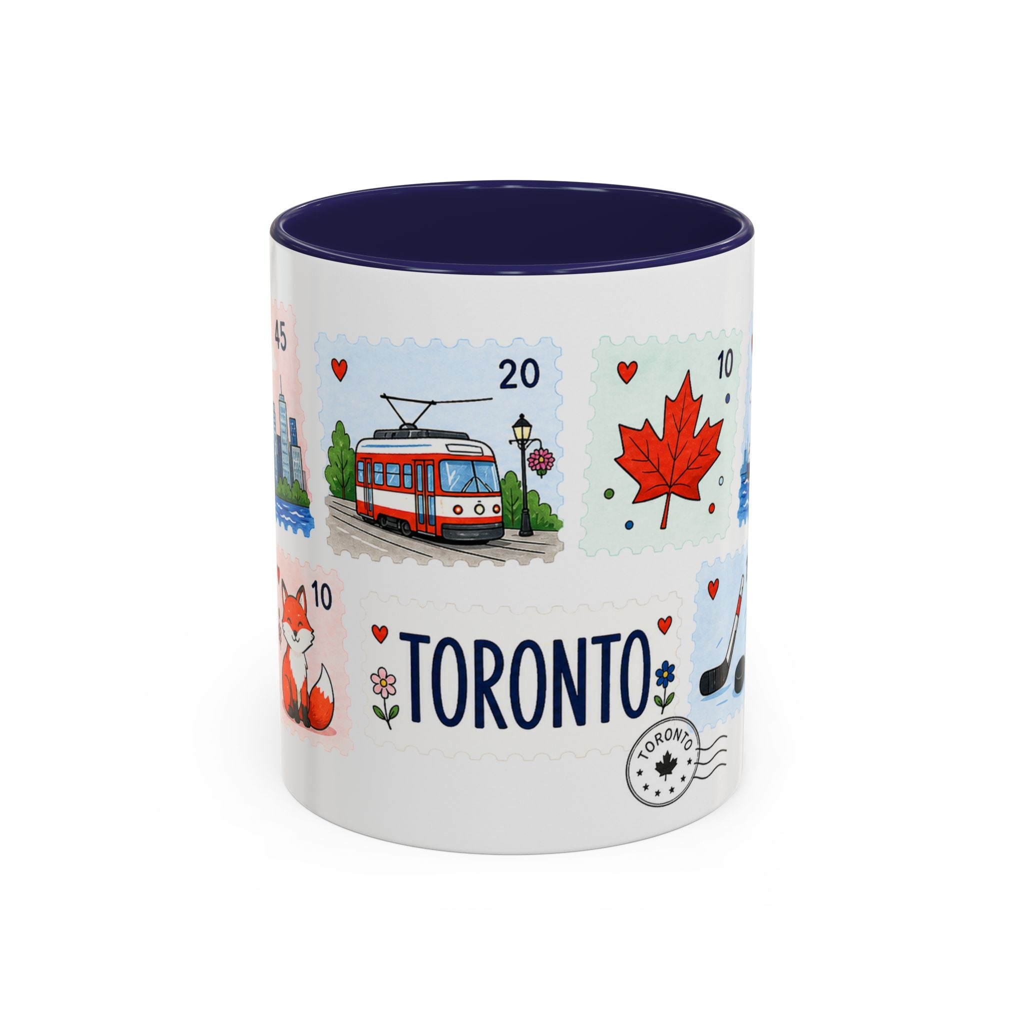 Toronto Coffee Mug | Postage Stamp Collage Mug | Travel Souvenir Accent Cup 11oz 15oz
