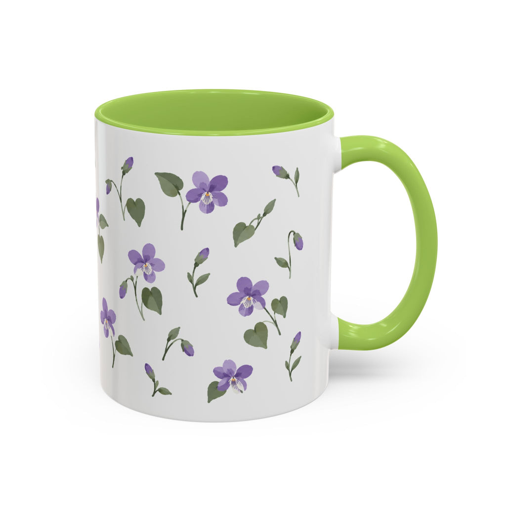 Rhode Island Violet Mug, State Flower Floral Coffee Cup, 11oz Botanical Gift