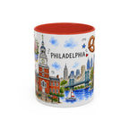 Philadelphia Illustrated Travel Mug | City Souvenir Accent Coffee Mug | 11oz 15oz Ceramic Cup