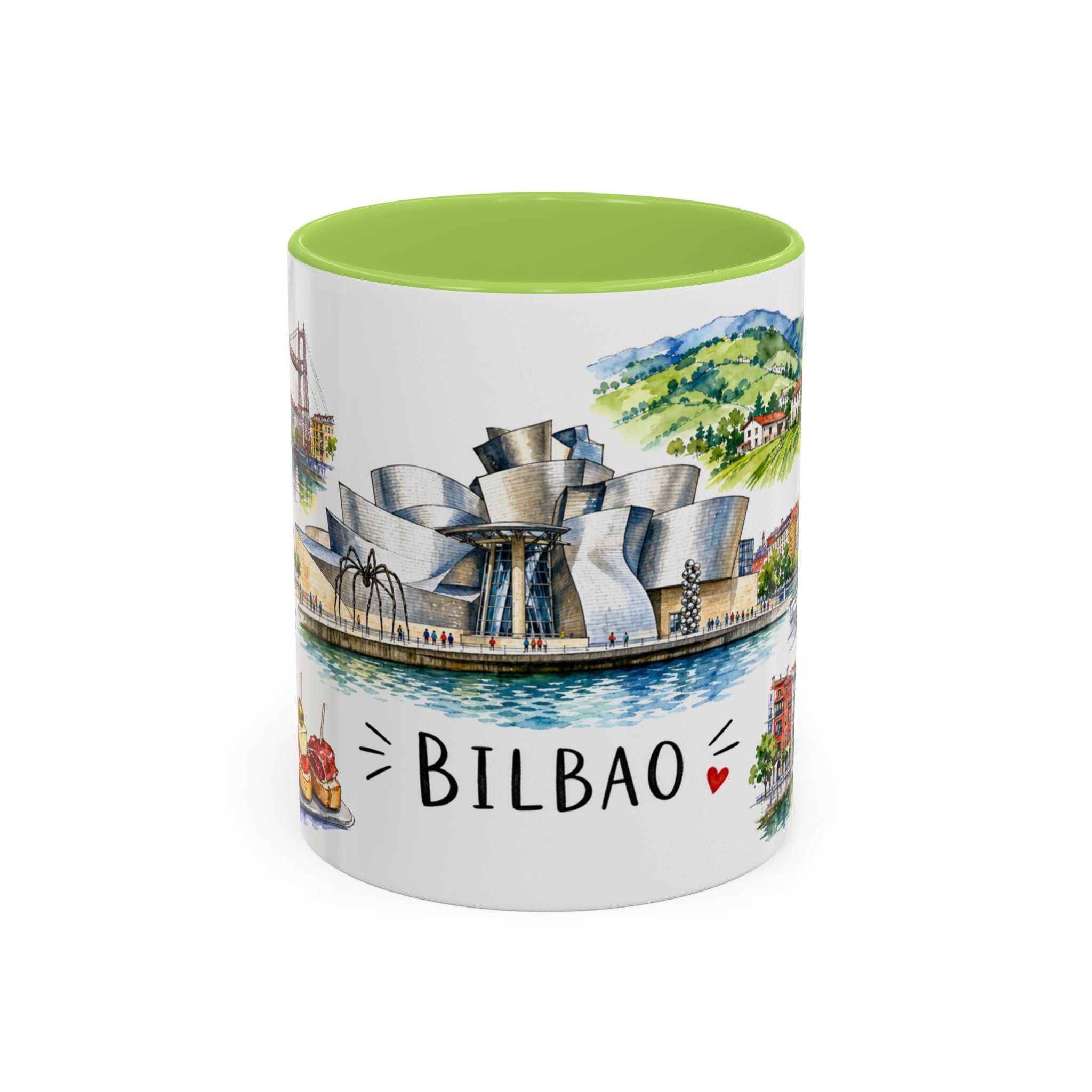 Bilbao Illustrated Travel Mug | City Souvenir Accent Coffee Mug | 11oz 15oz Ceramic Cup