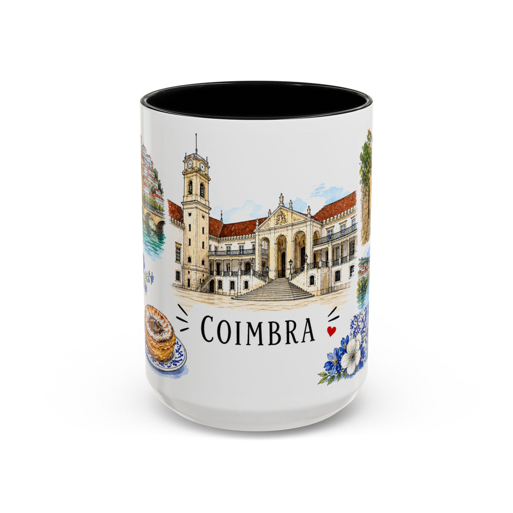 Coimbra Illustrated Travel Mug | City Souvenir Accent Coffee Mug | 11oz 15oz Ceramic Cup
