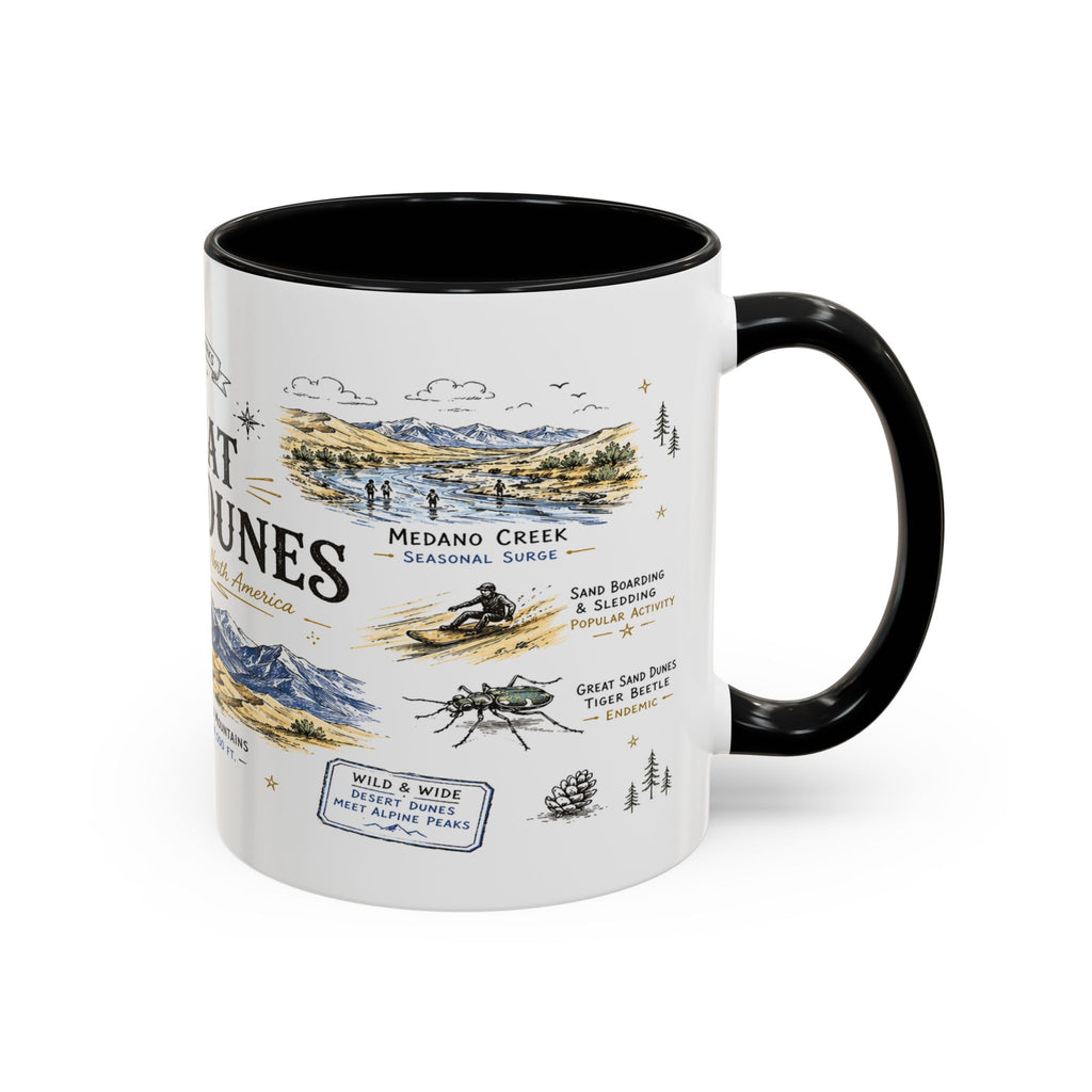 Great Sand Dunes National Park Coffee Mug | Colorado Desert Mountain Dunes Gift | Accent Color Ceramic 11oz 15oz