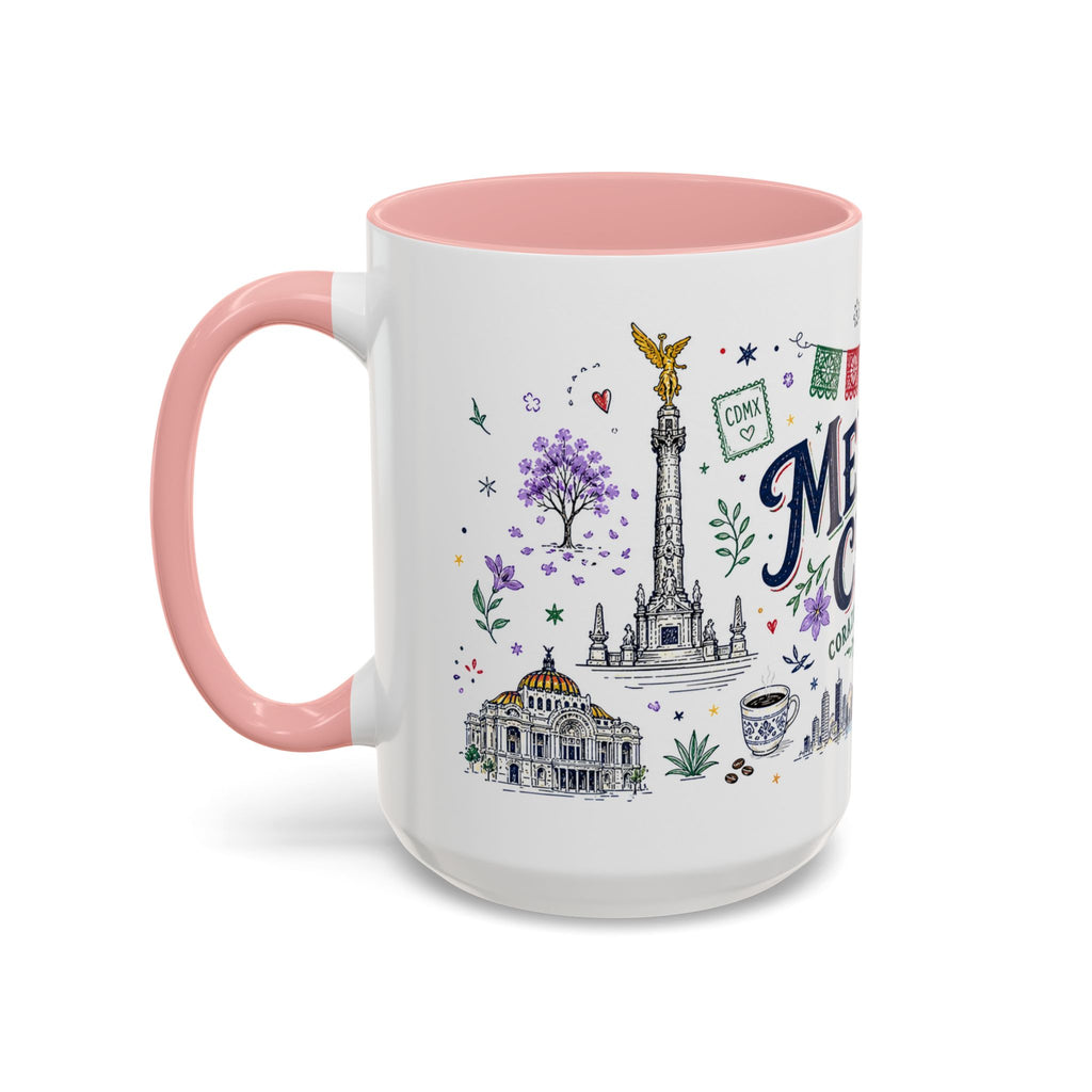 Mexico City Coffee Mug | Mexico Souvenir Travel Gift | Accent Color Ceramic 11oz 15oz