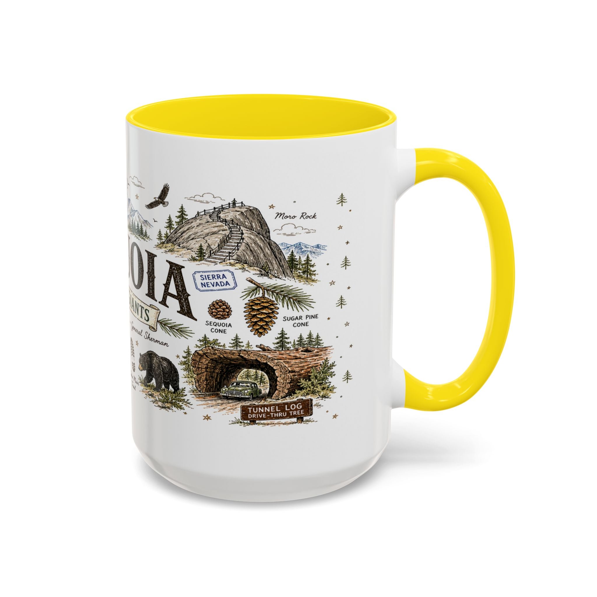 Sequoia Coffee Mug | National Park Hiking California Gift | Accent Color Ceramic 11oz 15oz
