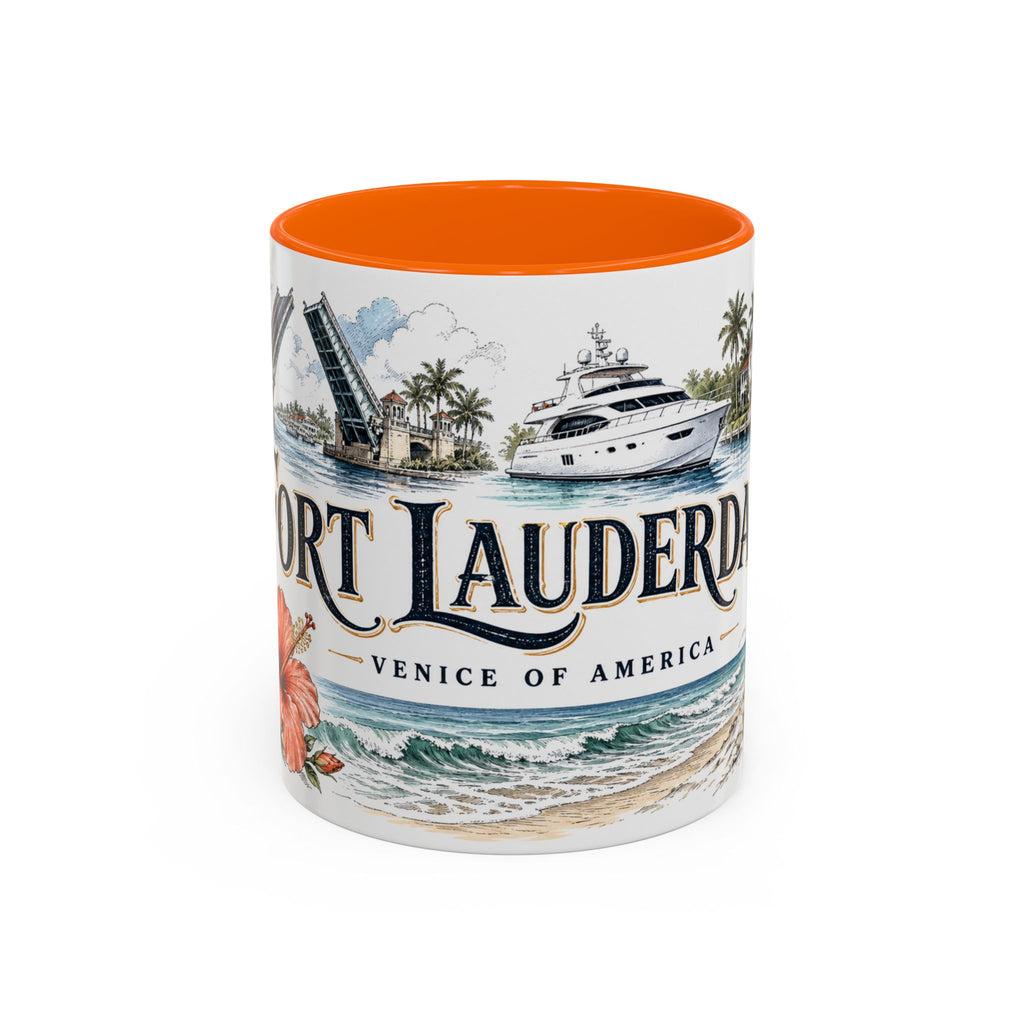 Fort Lauderdale Coffee Mug | United States Travel Souvenir | Vintage Illustrated City Gift | 11 oz 15 oz Accent Mug