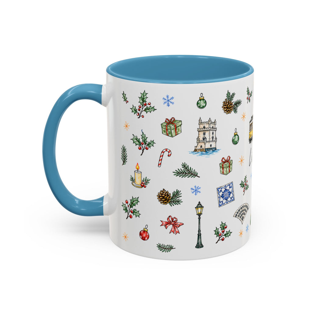 Lisbon Christmas Mug | Watercolor City Souvenir | Ceramic Coffee Cup 11oz 15oz