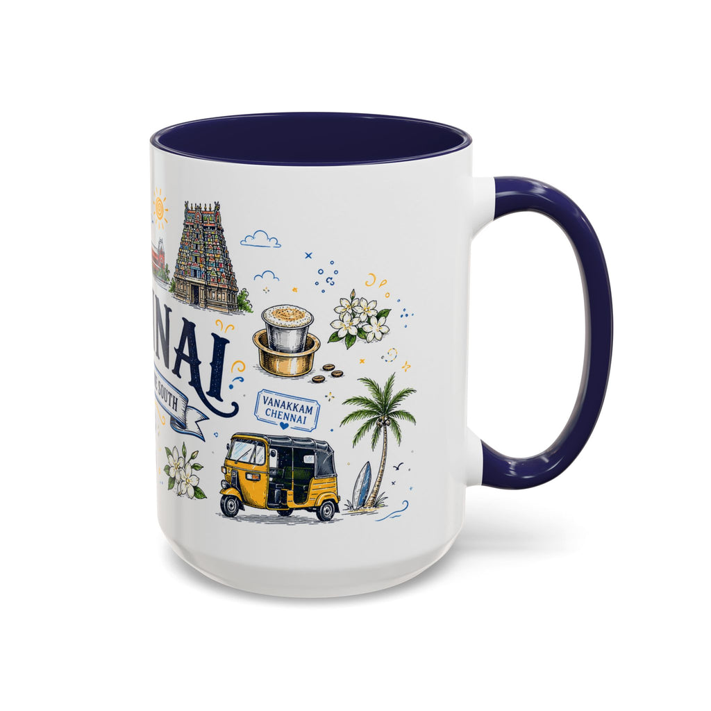 Chennai Coffee Mug | India Souvenir Travel Gift | Accent Color Ceramic 11oz 15oz