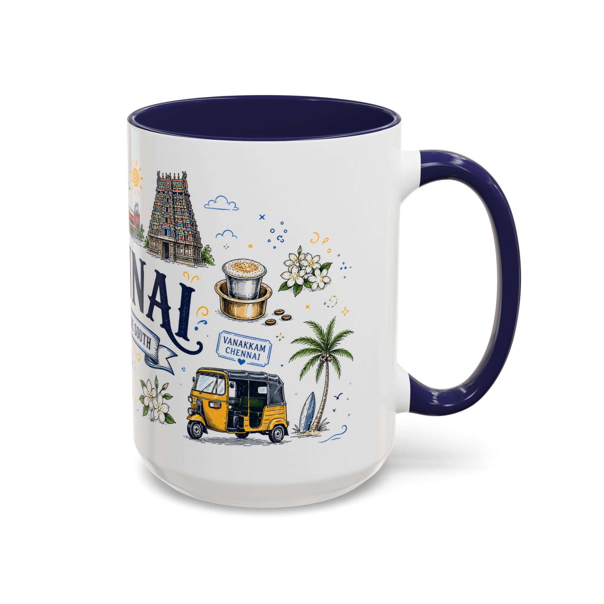 Chennai Coffee Mug | India Souvenir Travel Gift | Accent Color Ceramic 11oz 15oz