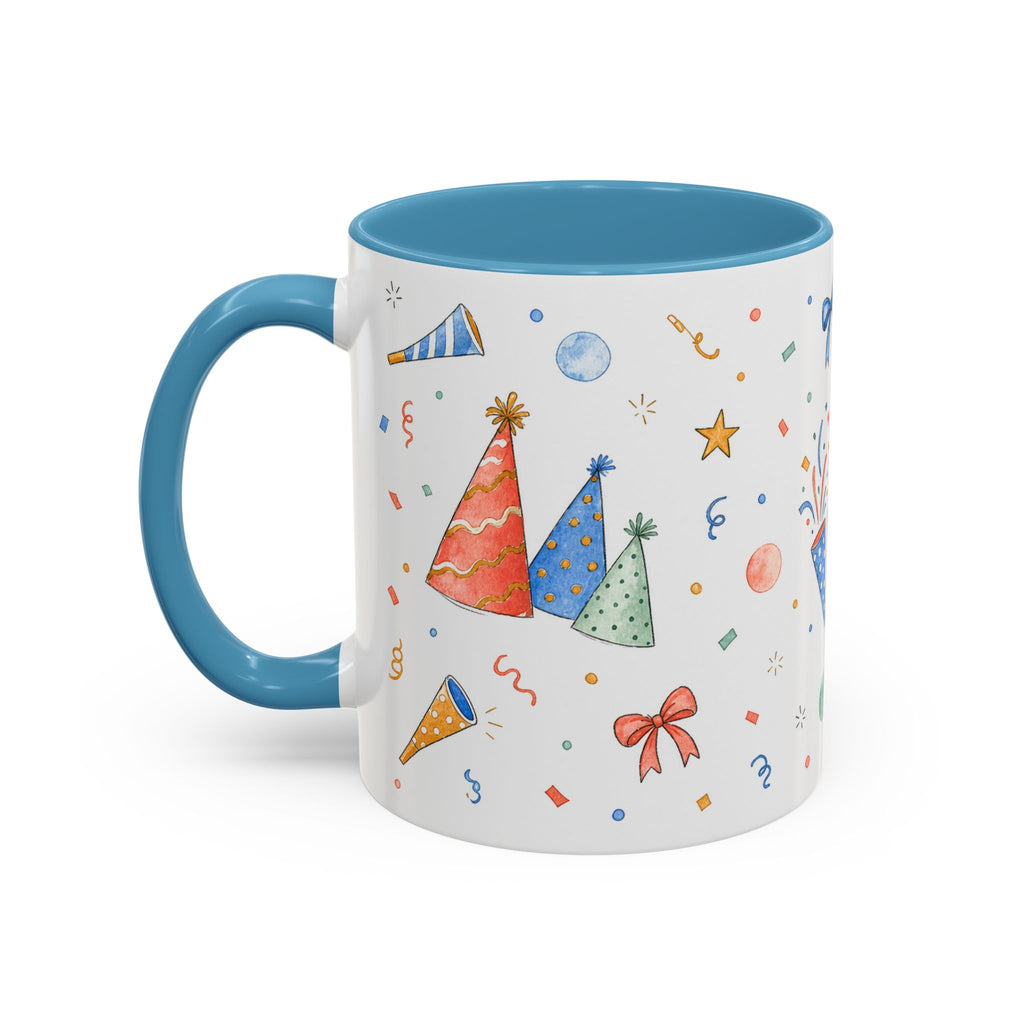 New Year Confetti Mug | Party Popper Watercolor Celebration Gift | Accent Cup 11oz 15oz