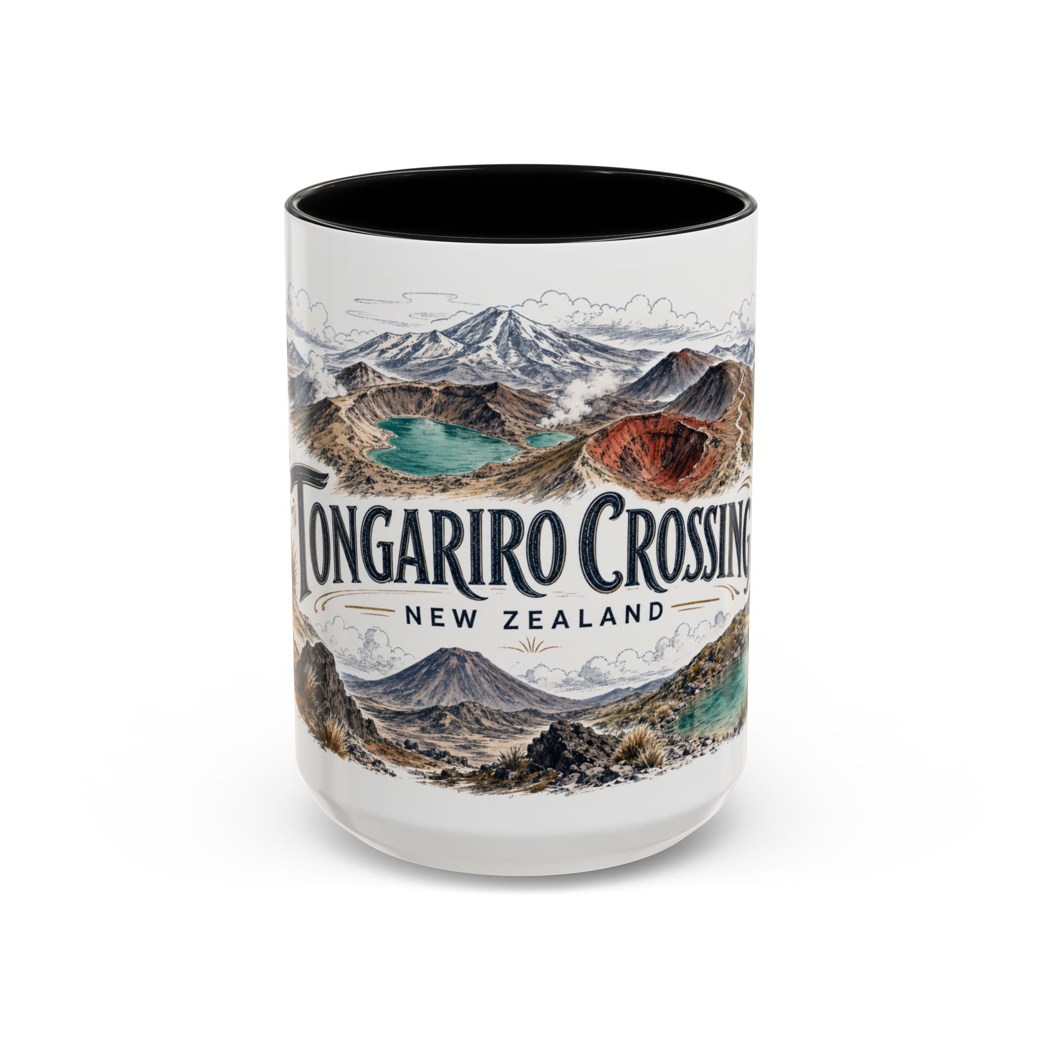 Tongariro Crossing Mug, New Zealand Travel Souvenir, Bucket List Gift, Accent Ceramic Coffee Mug 11oz 15oz
