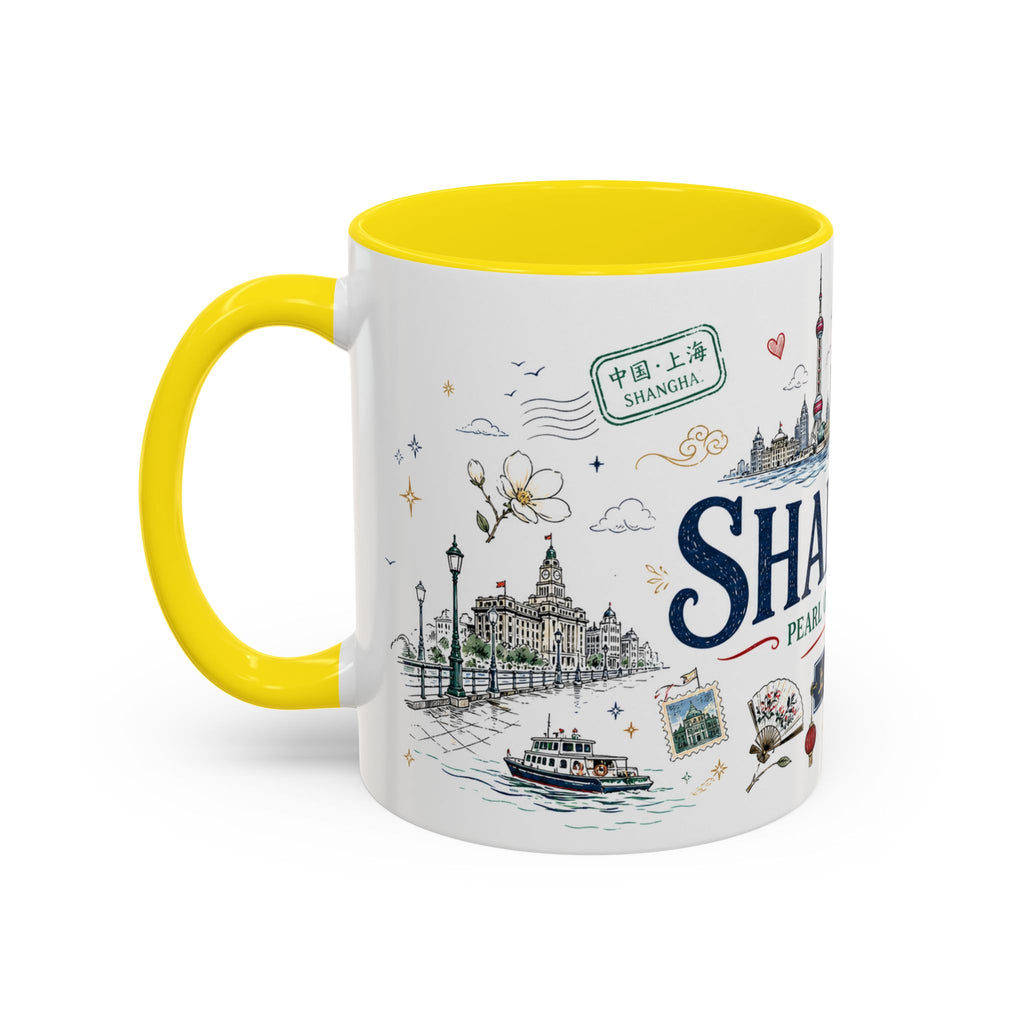 Shanghai Coffee Mug | China Souvenir Travel Gift | Accent Color Ceramic 11oz 15oz