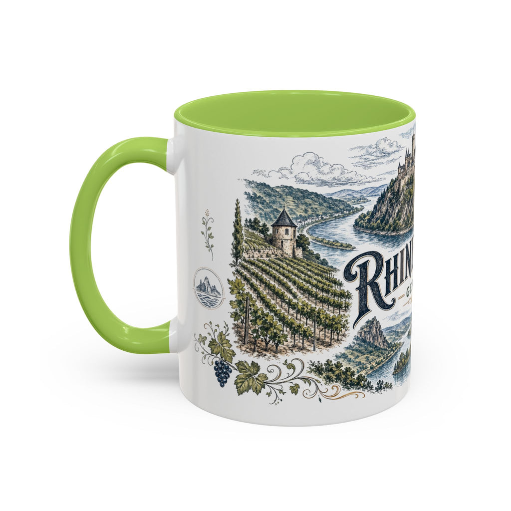 Rhine Valley Mug, Germany Travel Souvenir, Bucket List Gift, Accent Ceramic Coffee Mug 11oz 15oz