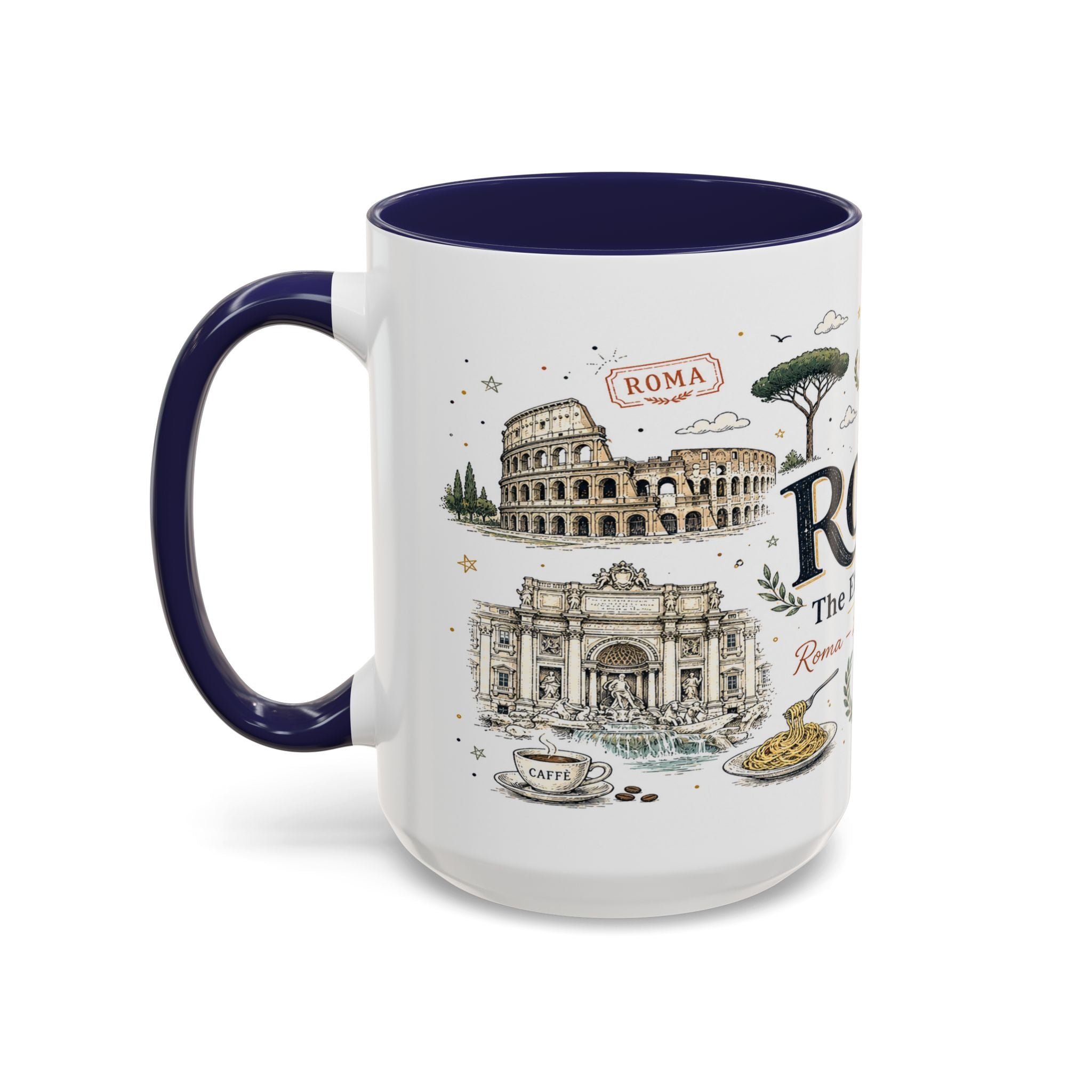Rome Coffee Mug | Italy Souvenir Travel Gift | Accent Color Ceramic 11oz 15oz