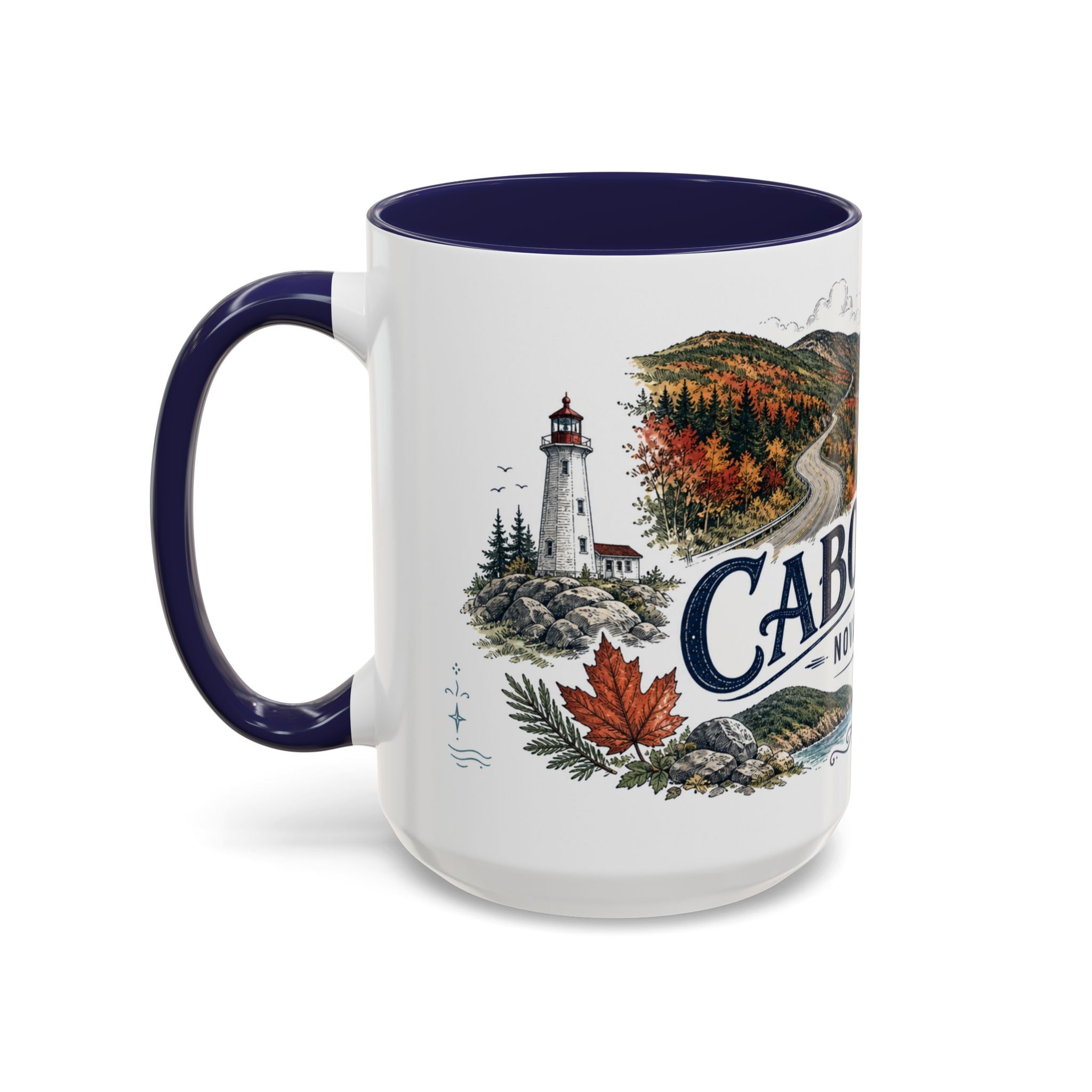 Cabot Trail Mug, Nova Scotia Travel Souvenir, Bucket List Gift, Accent Ceramic Coffee Mug 11oz 15oz