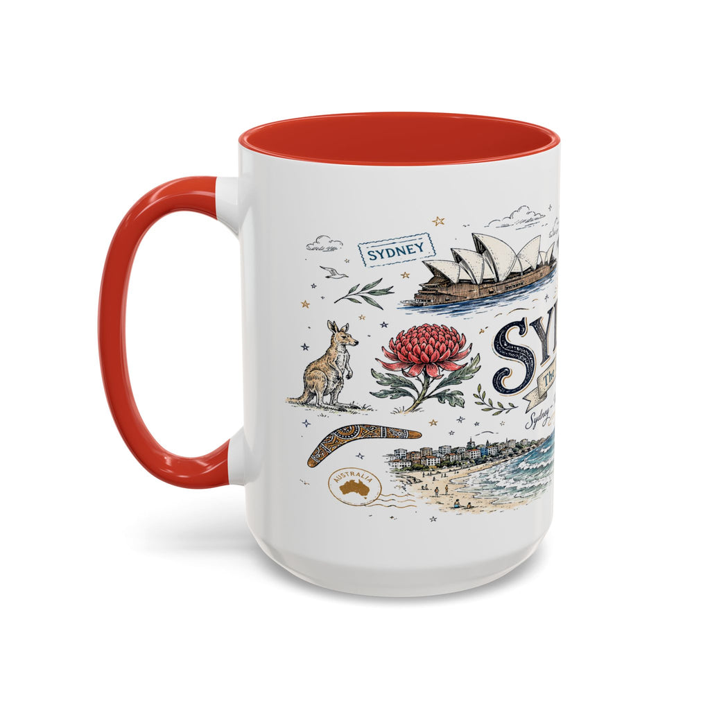 Sydney Coffee Mug | Australia Souvenir Travel Gift | Accent Color Ceramic 11oz 15oz