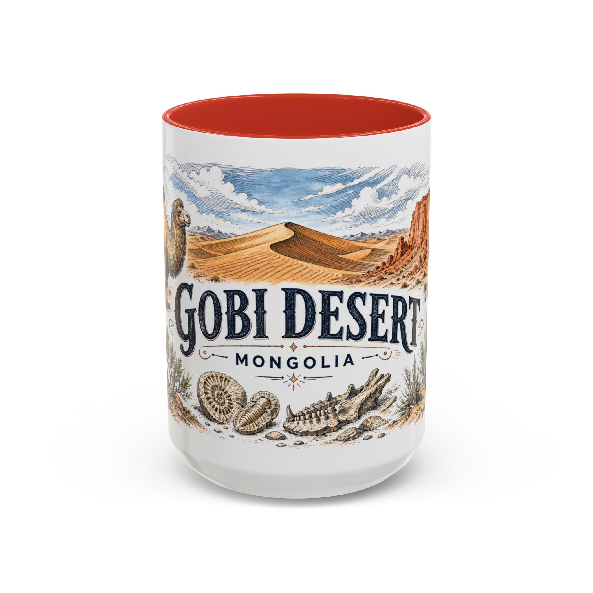 Gobi Desert Mug, Mongolia Travel Souvenir, Bucket List Gift, Accent Ceramic Coffee Mug 11oz 15oz