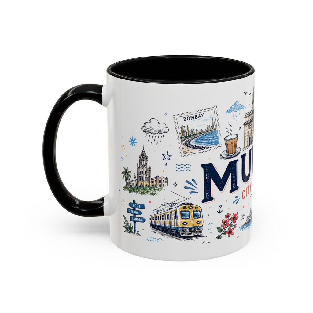 Mumbai Coffee Mug | India Souvenir Travel Gift | Accent Color Ceramic 11oz 15oz