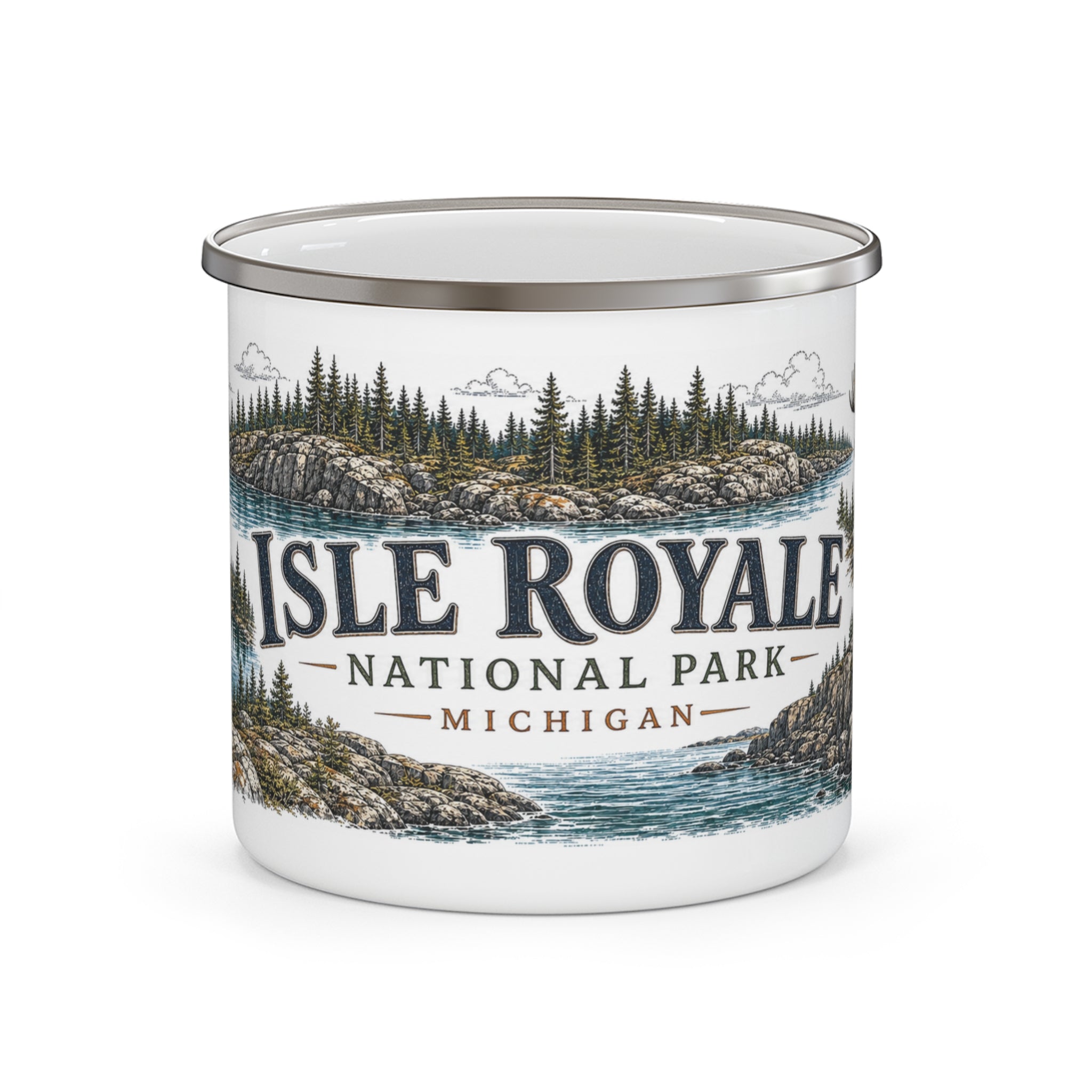 Isle Royale National Park Vintage Enamel Camping Mug | 12oz National Park Hiking Gift