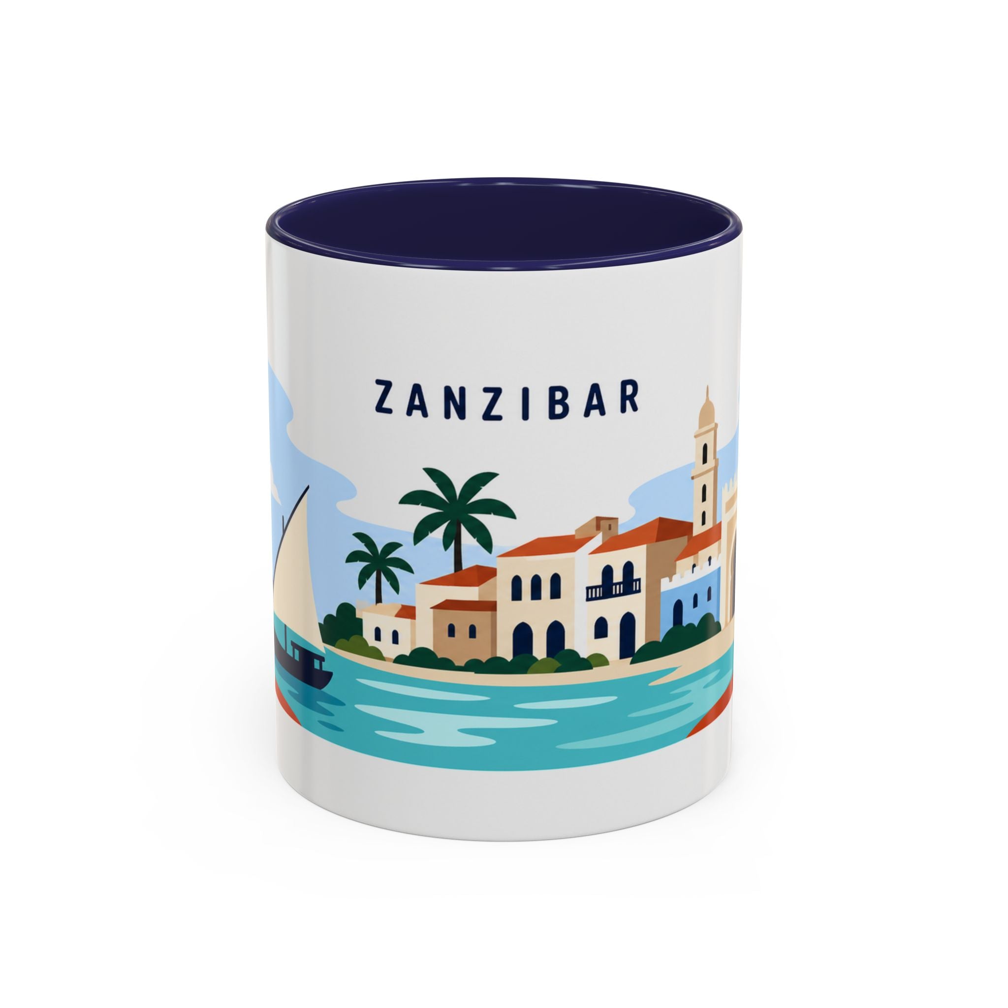 Zanzibar Coffee Mug | Travel Destination Souvenir Gift | Accent Color Ceramic 11oz 15oz