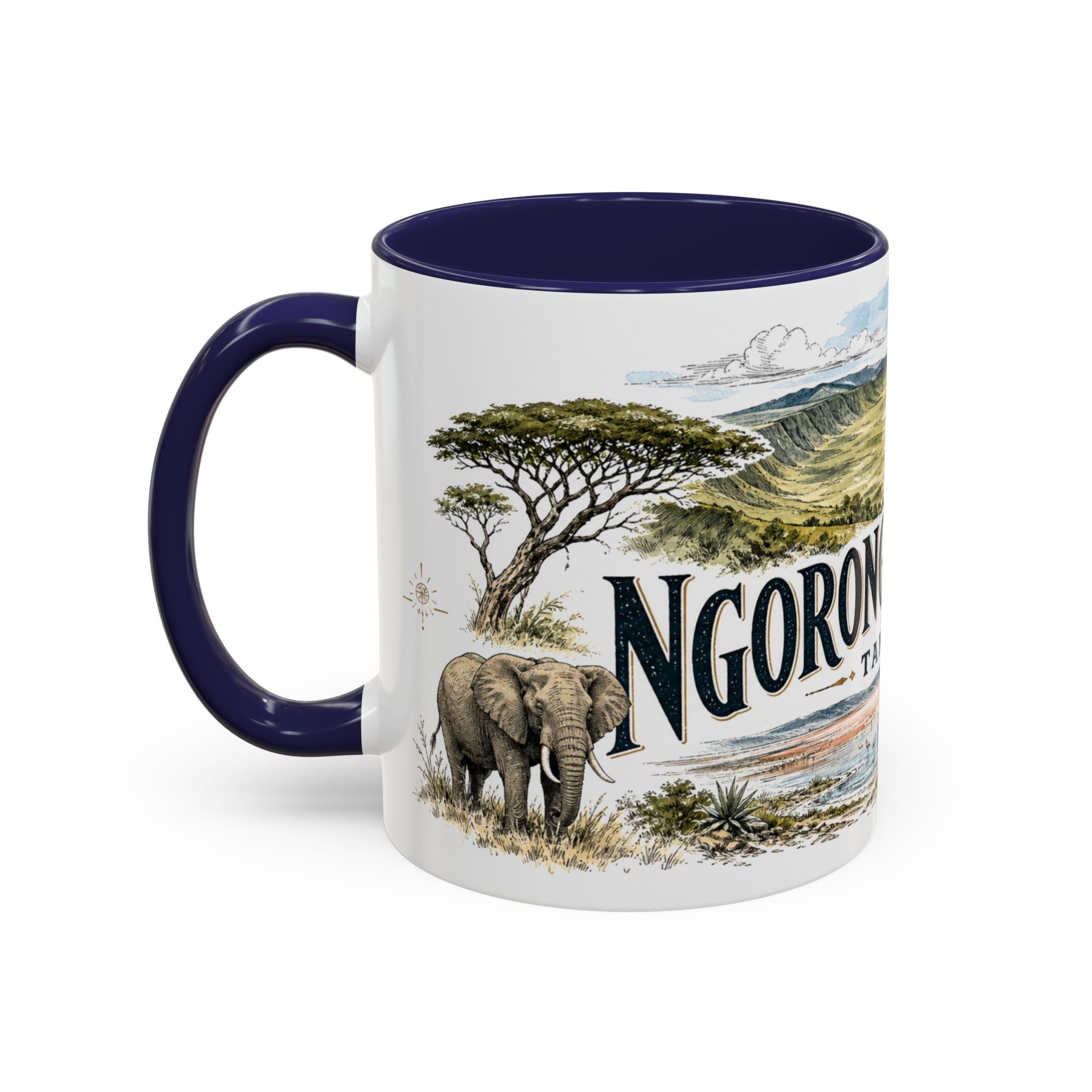 Ngorongoro Crater Mug, Tanzania Travel Souvenir, Bucket List Gift, Accent Ceramic Coffee Mug 11oz 15oz