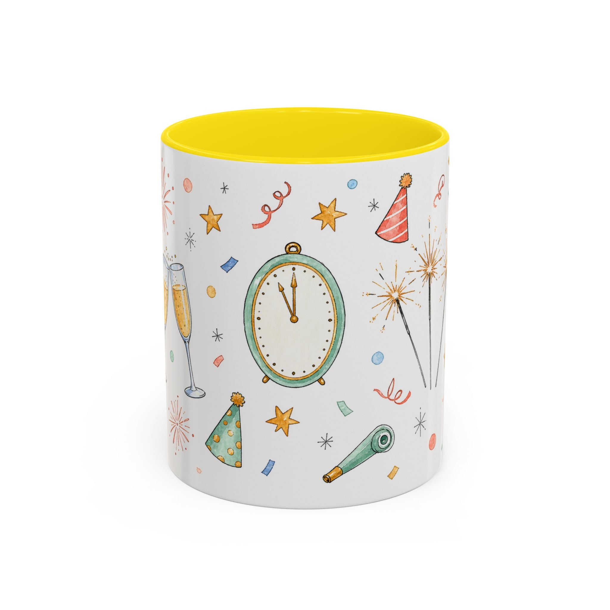 New Year Sparkler Mug | Champagne Toast Watercolor Party Gift | Accent Cup 11oz 15oz