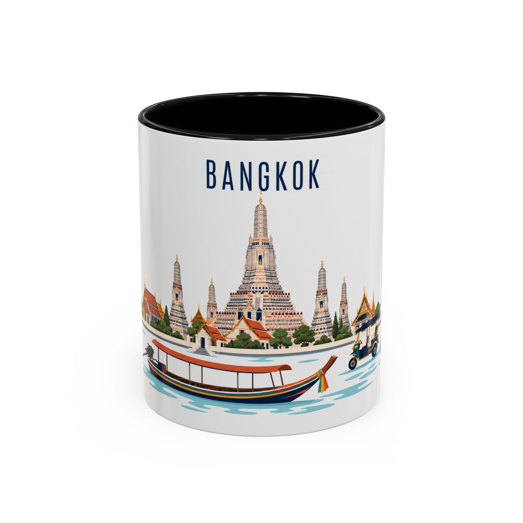 Bangkok Coffee Mug | Thailand Travel Souvenir | Porcelain Decal City Gift | 11oz 15oz Accent Mug