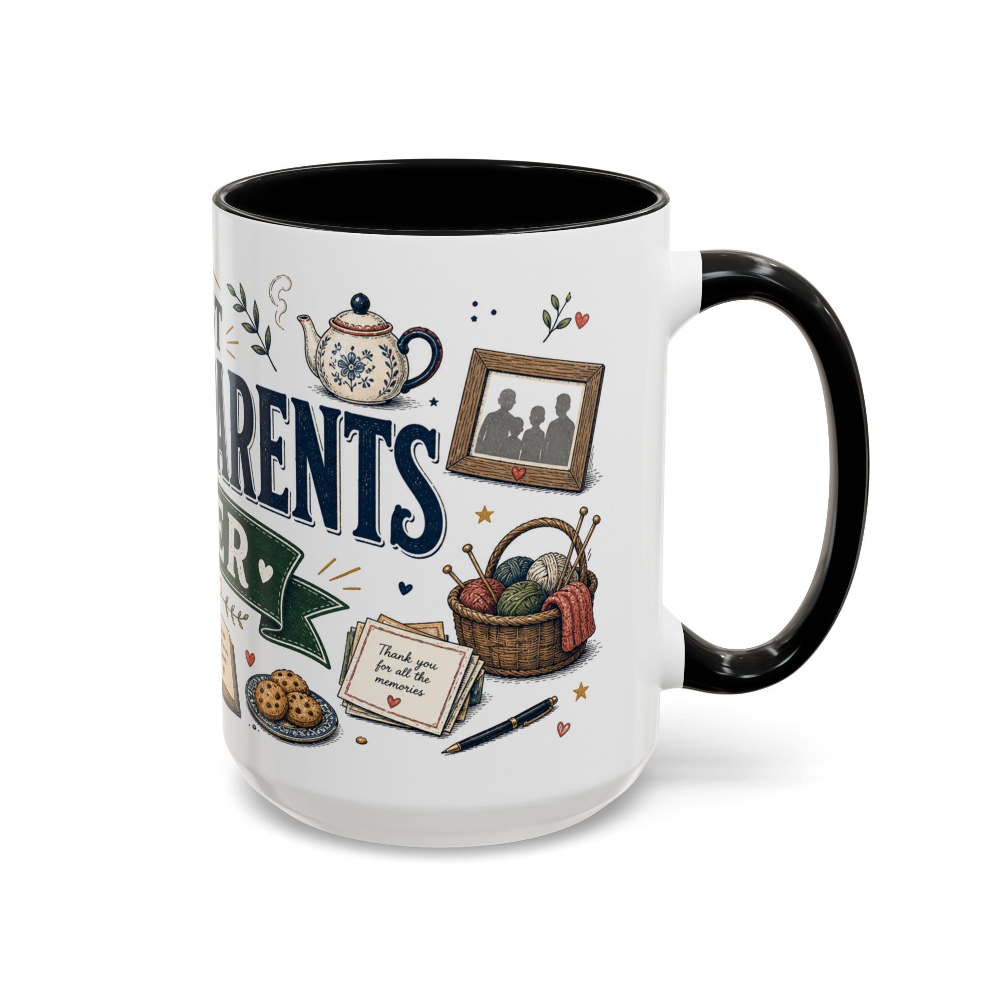Best Grandparents Ever Coffee Mug | Gift From Grandkids | Accent Color Ceramic 11oz 15oz