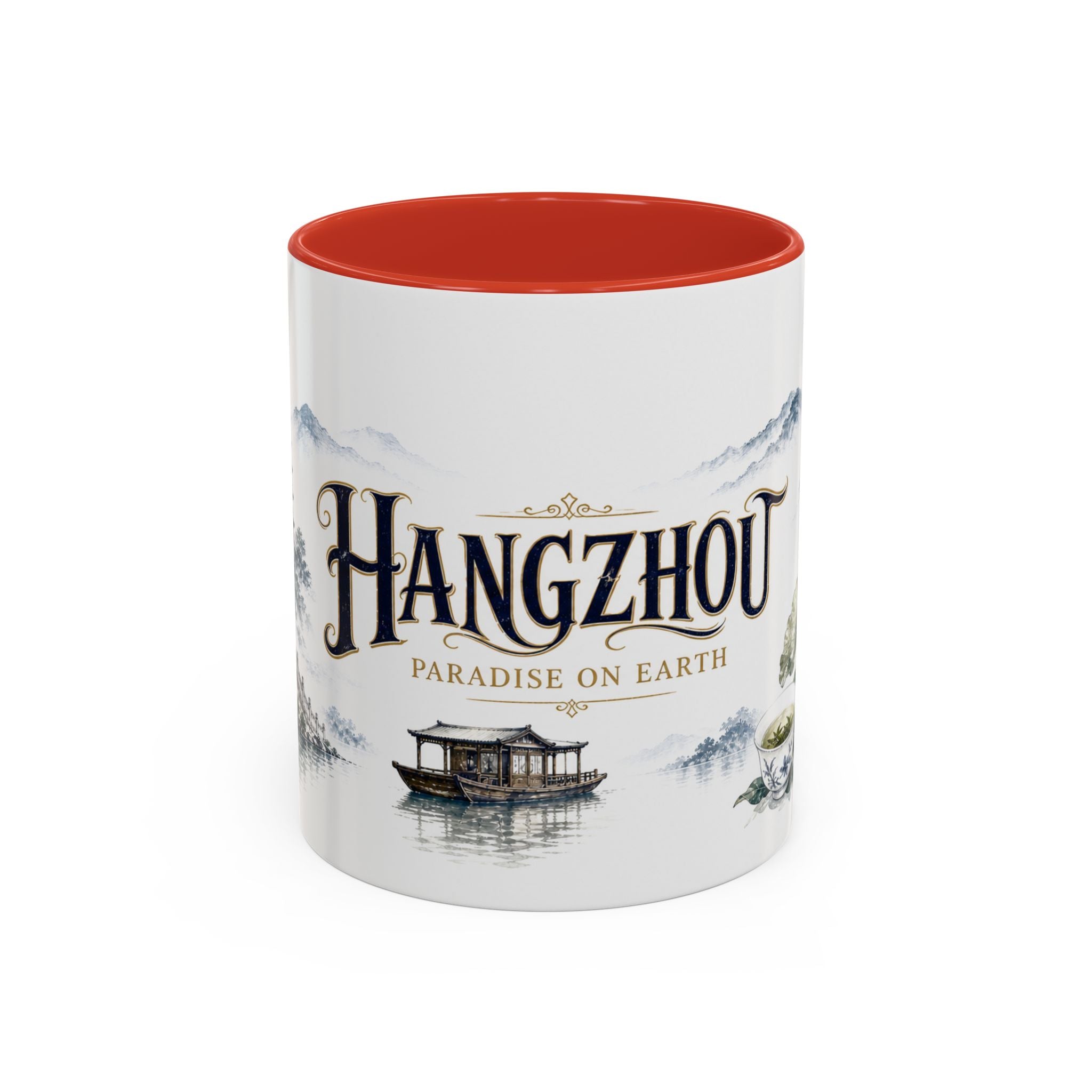 Hangzhou Coffee Mug | China Travel Souvenir | Vintage Illustrated City Gift | 11 oz 15 oz Accent Mug